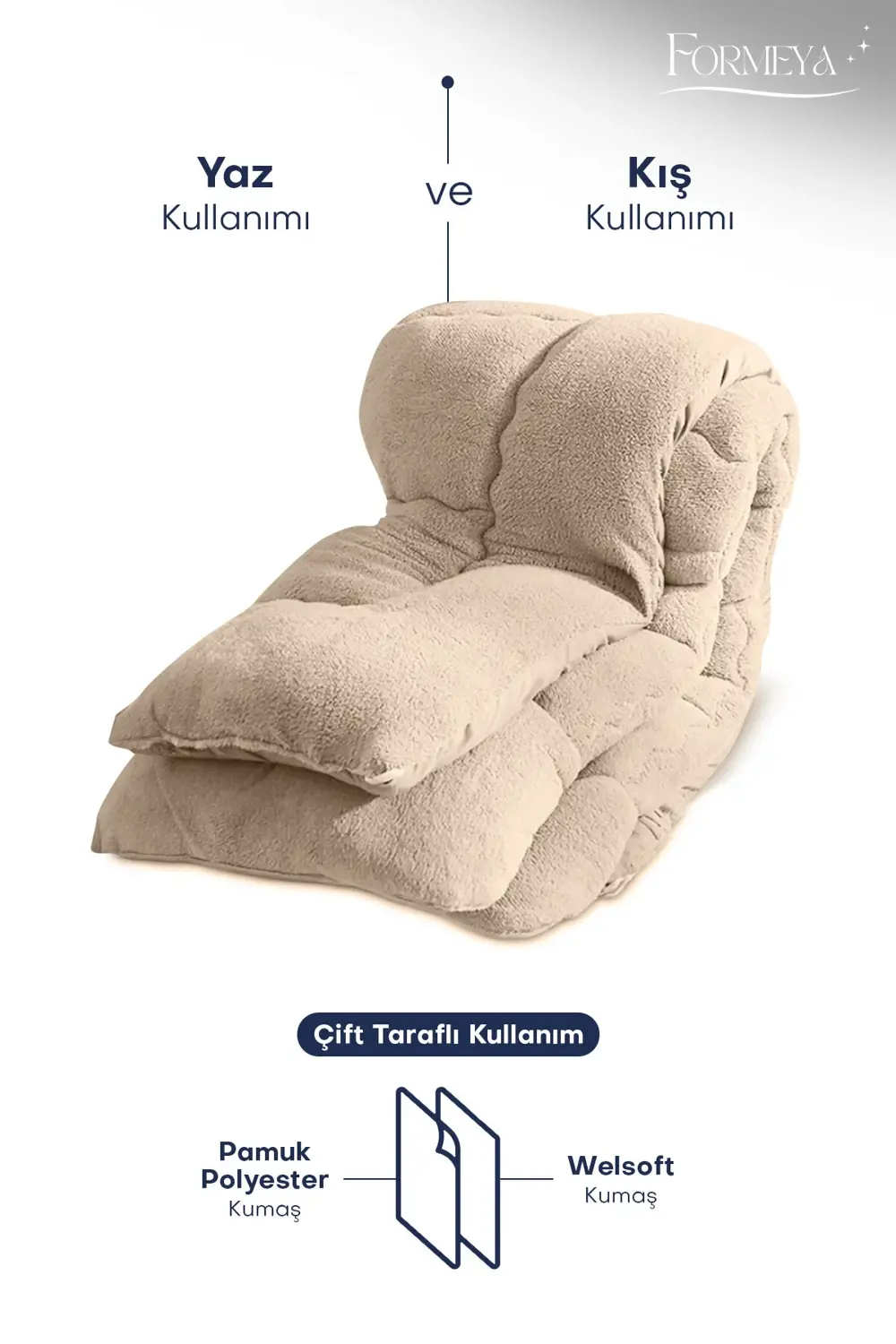 Battal Lüx Kahverengi Çift Taraflı Wellsoft Yorgan 215 X 235 Cm