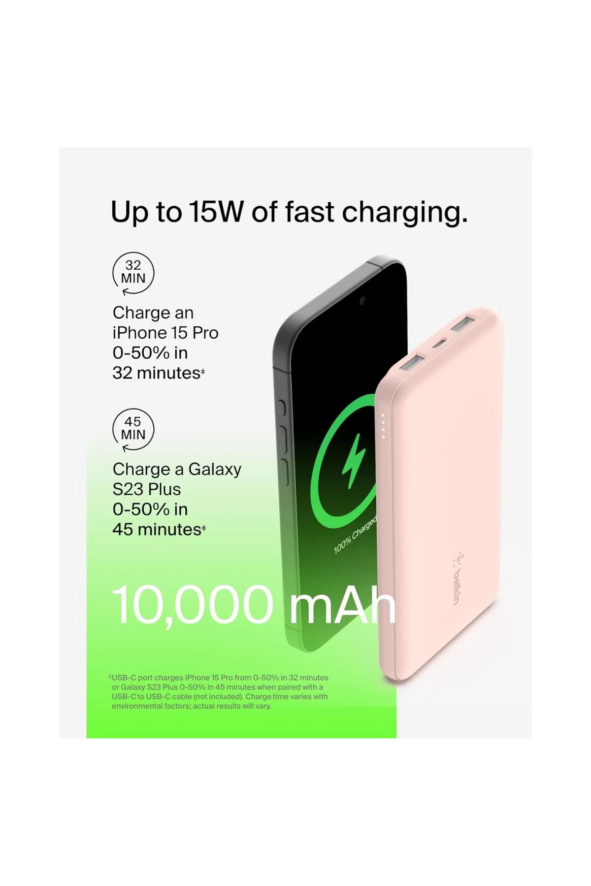 BATTERIE EXTERNE 10K - RoseBatterie externe 10K gül