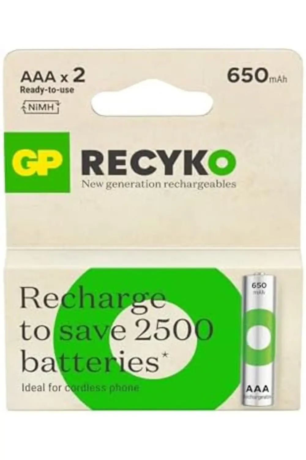 Batteries ReCyko 650 AAA Ni-Mh Şarjlı Pil, 1.2 Volt, 2'li Kart 10