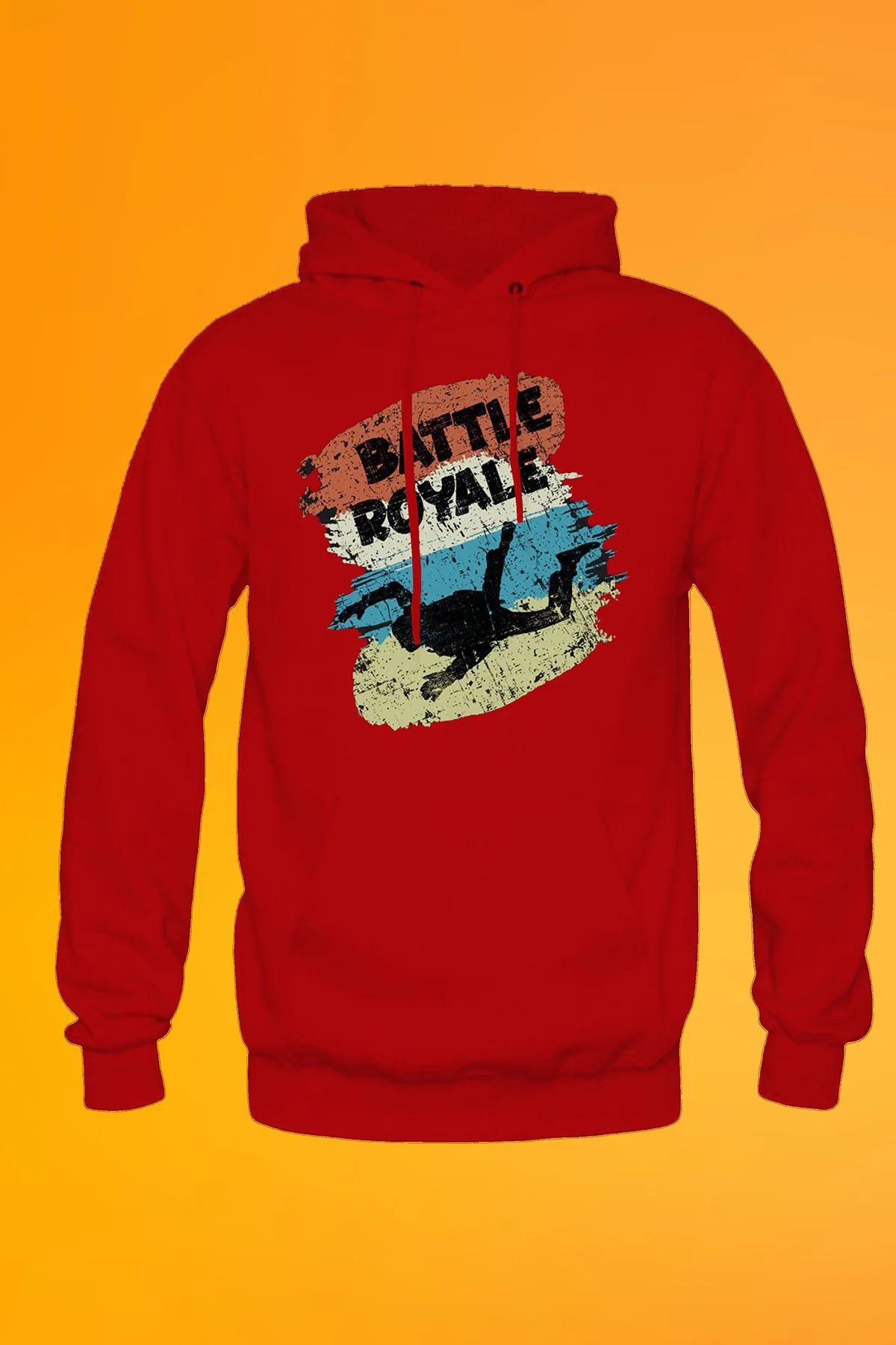 Battle Royale Baskılı Siyah Erkek Kapşonlu Fermuarsız Sweatshirt 