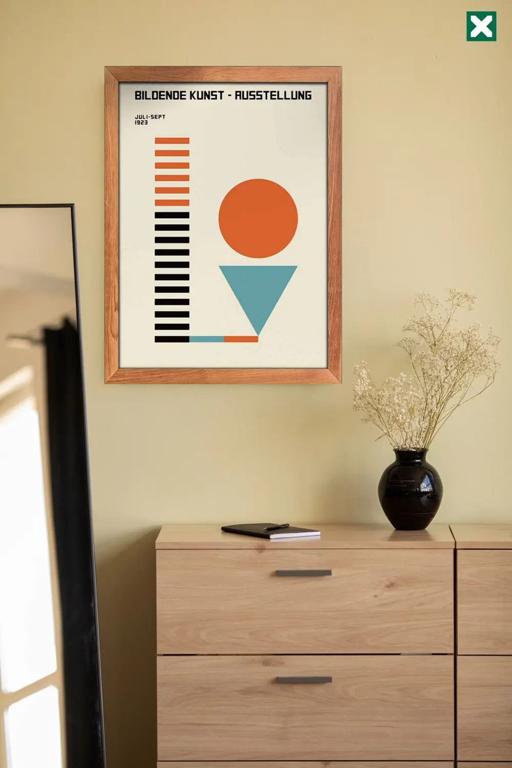 Bauhaus Sanatı 3'lü Set, Çerçeve Görünümlü Modern Mdf Tablo