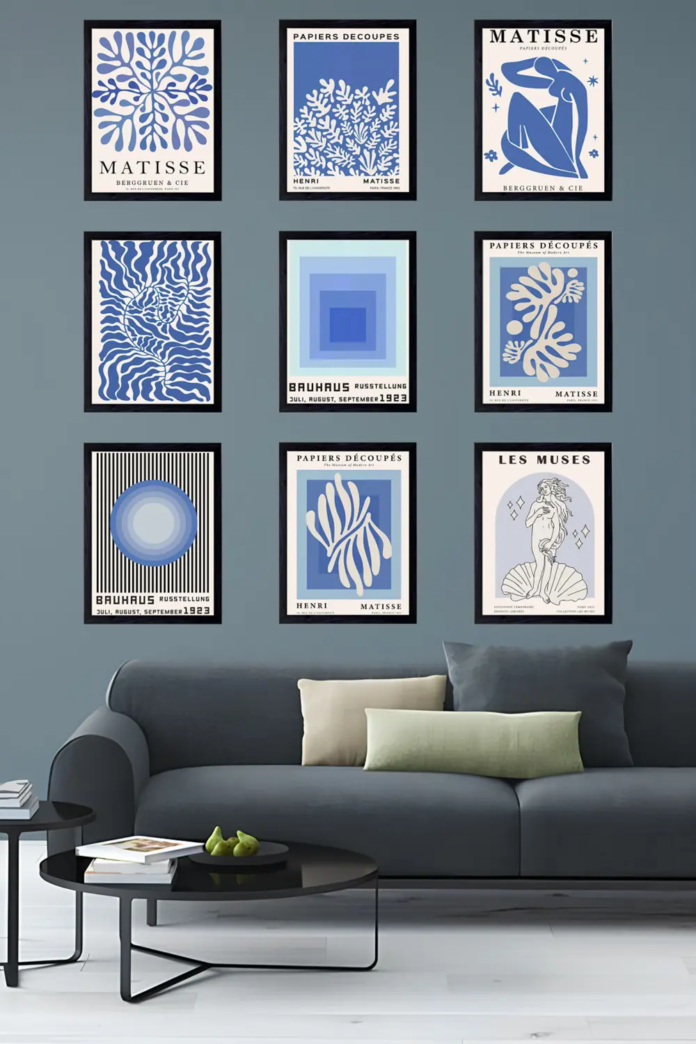 Bauhaus ve Matisse Sanatı  9' Parça Çerçeve Görünümlü Modern MDF 