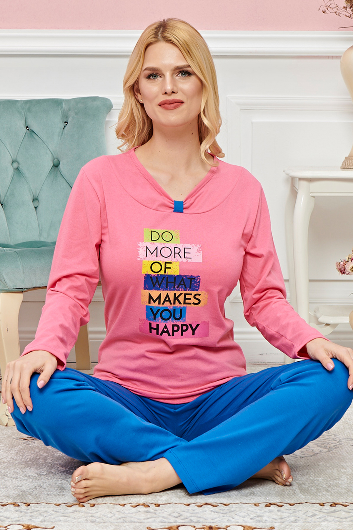Just Cheap Store Bayan Uzun Kollu Pijama Takimi Model No 7598