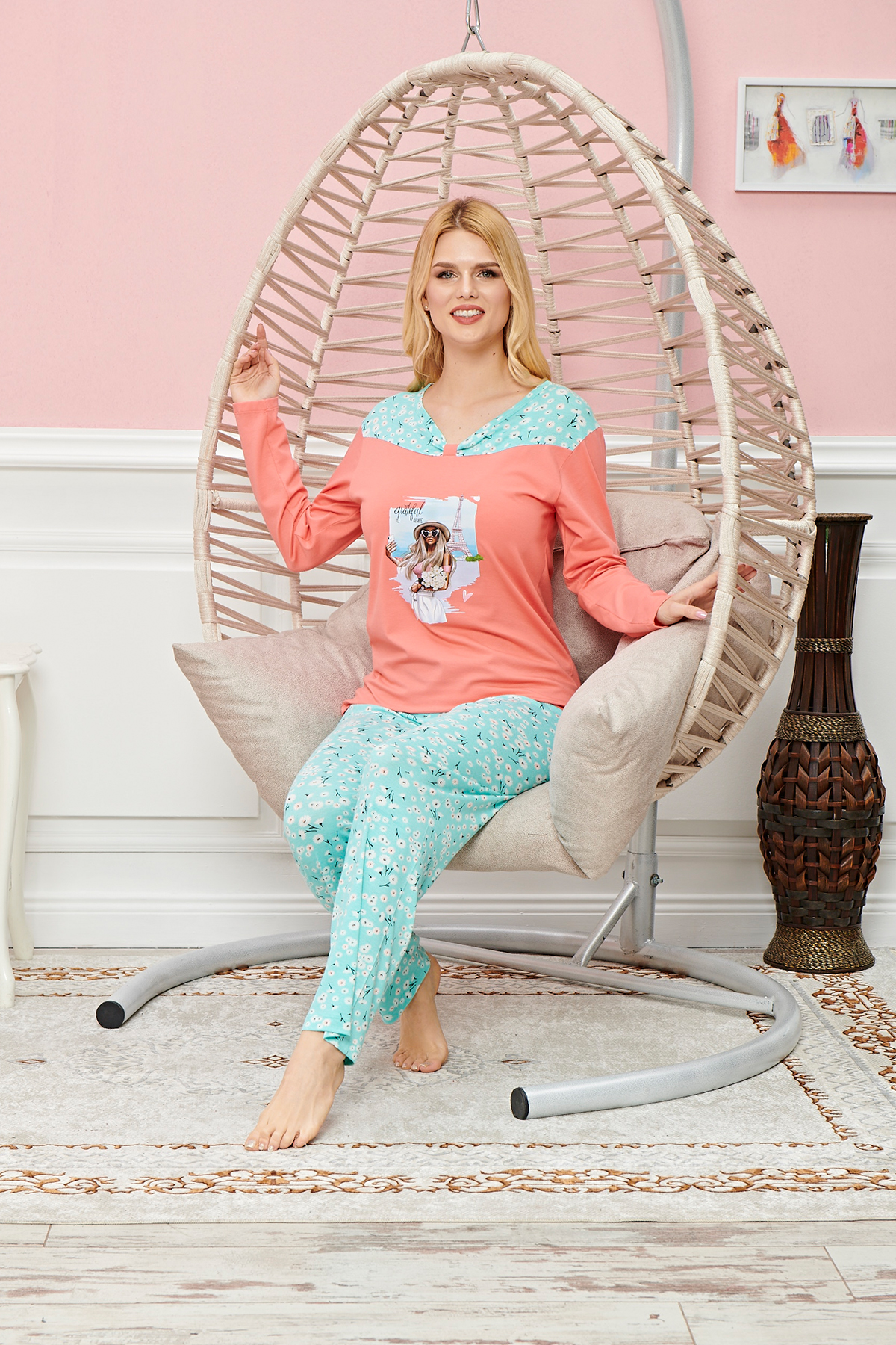 Just Cheap Store Bayan Uzun Kollu Pijama Takimi Model No 7620