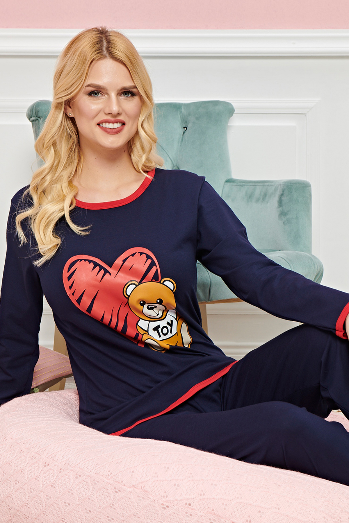 Just Cheap Store Bayan Uzun Kollu Pijama Takimi Model No 7600