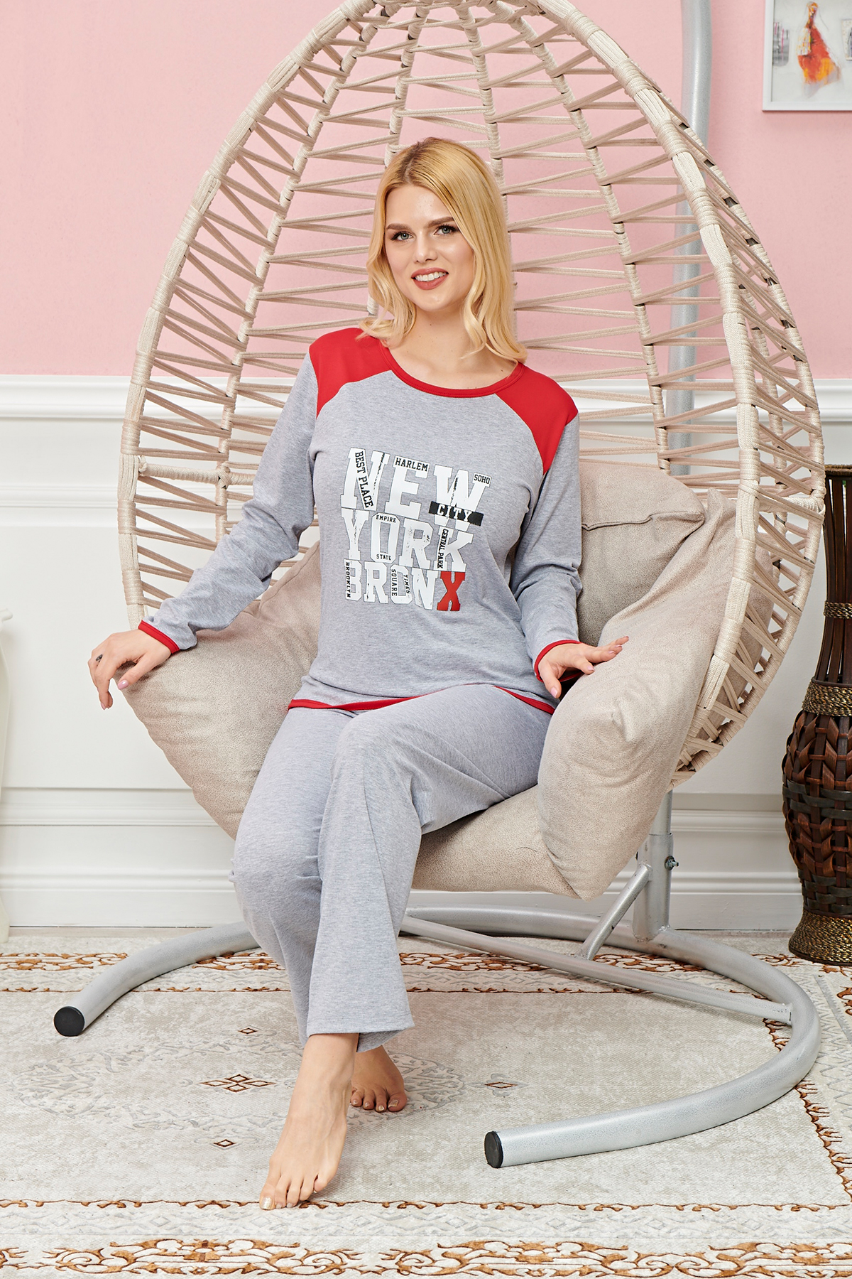 Just Cheap Store Bayan Uzun Kollu Pijama Takimi Model No 7580