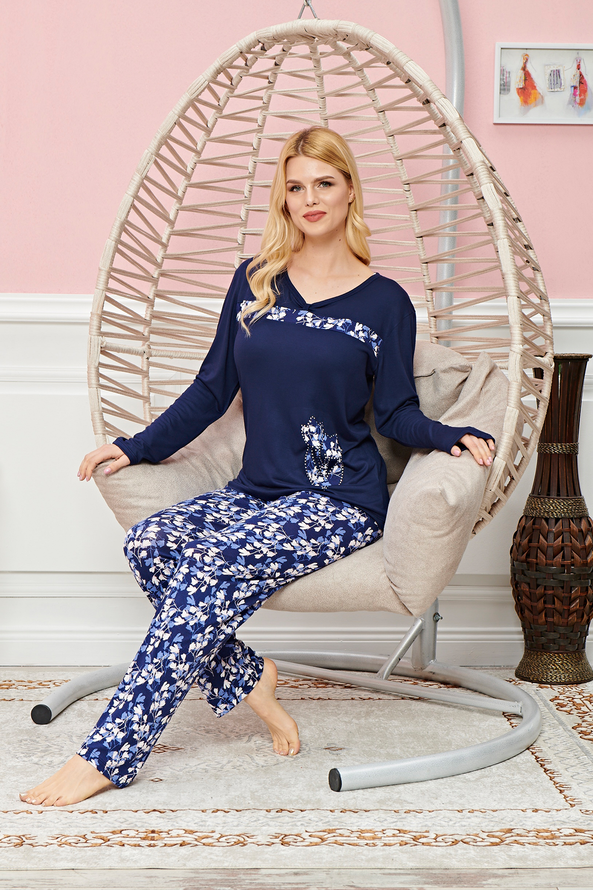 Just Cheap Store Bayan Uzun Kollu Pijama Takimi Model No 7612