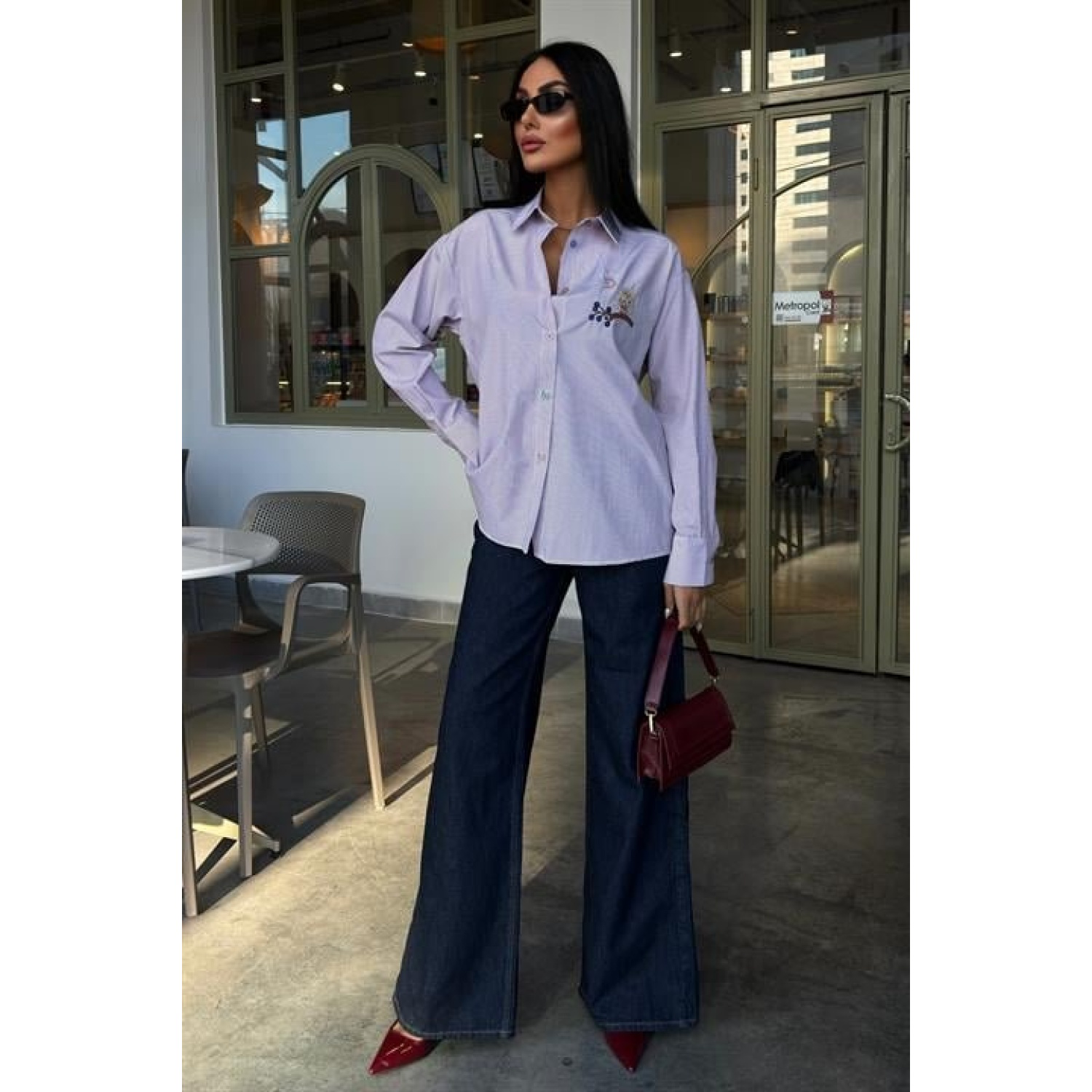 Baykuş Nakışlı Renkli Düğmeli Lucky Life Kadın Çizgili Kazak