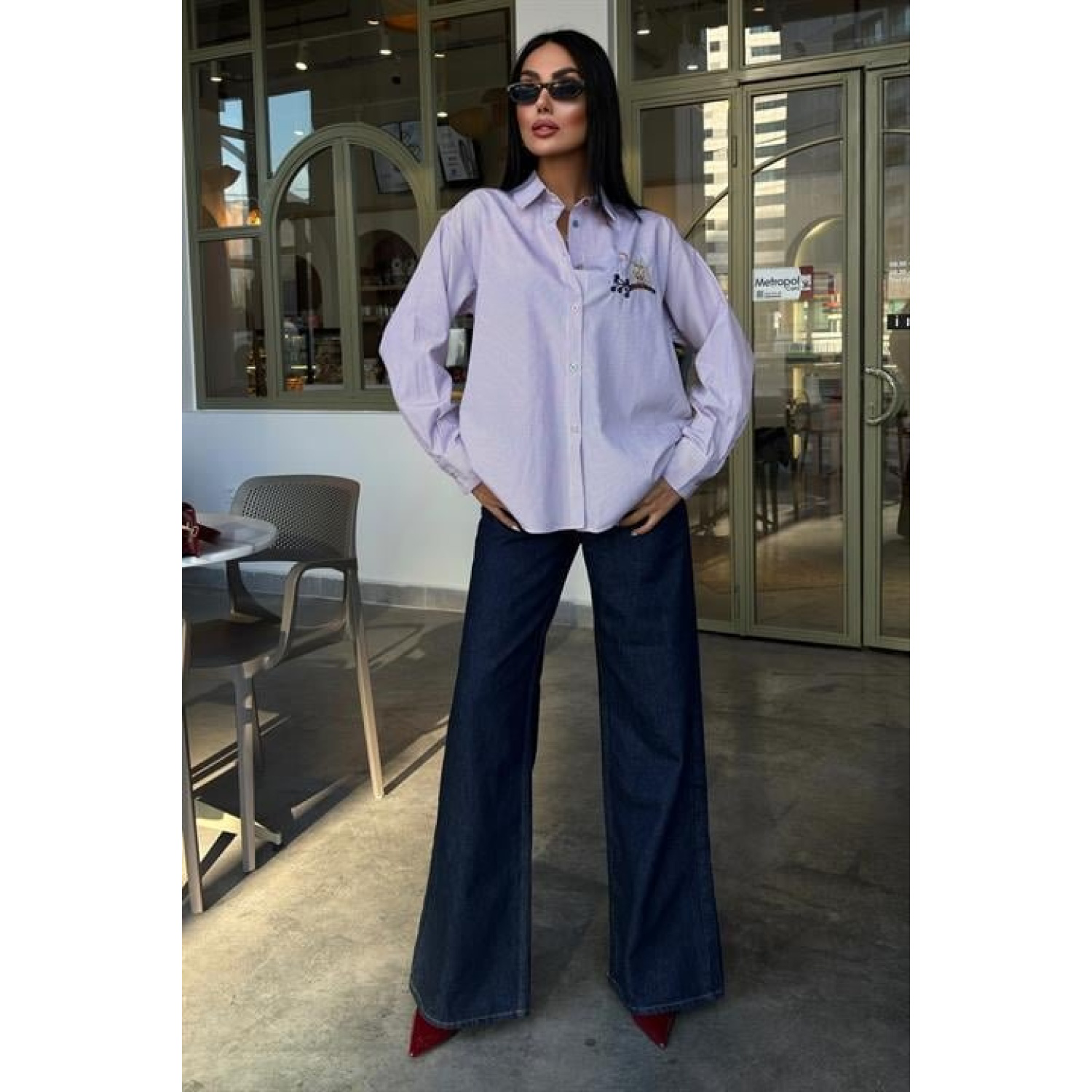 Baykuş Nakışlı Renkli Düğmeli Lucky Life Kadın Çizgili Kazak