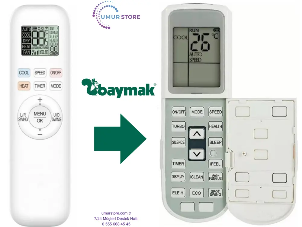 Baymak Elegant Soft Uyumlu Klima Kumandası Baymak Elegant Soft Uyumlu Klima Kumandası