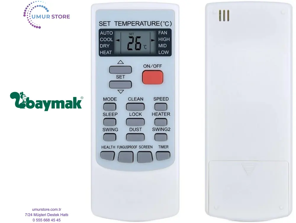 Baymak YKR-H/004E Uyumlu Klima Kumandası