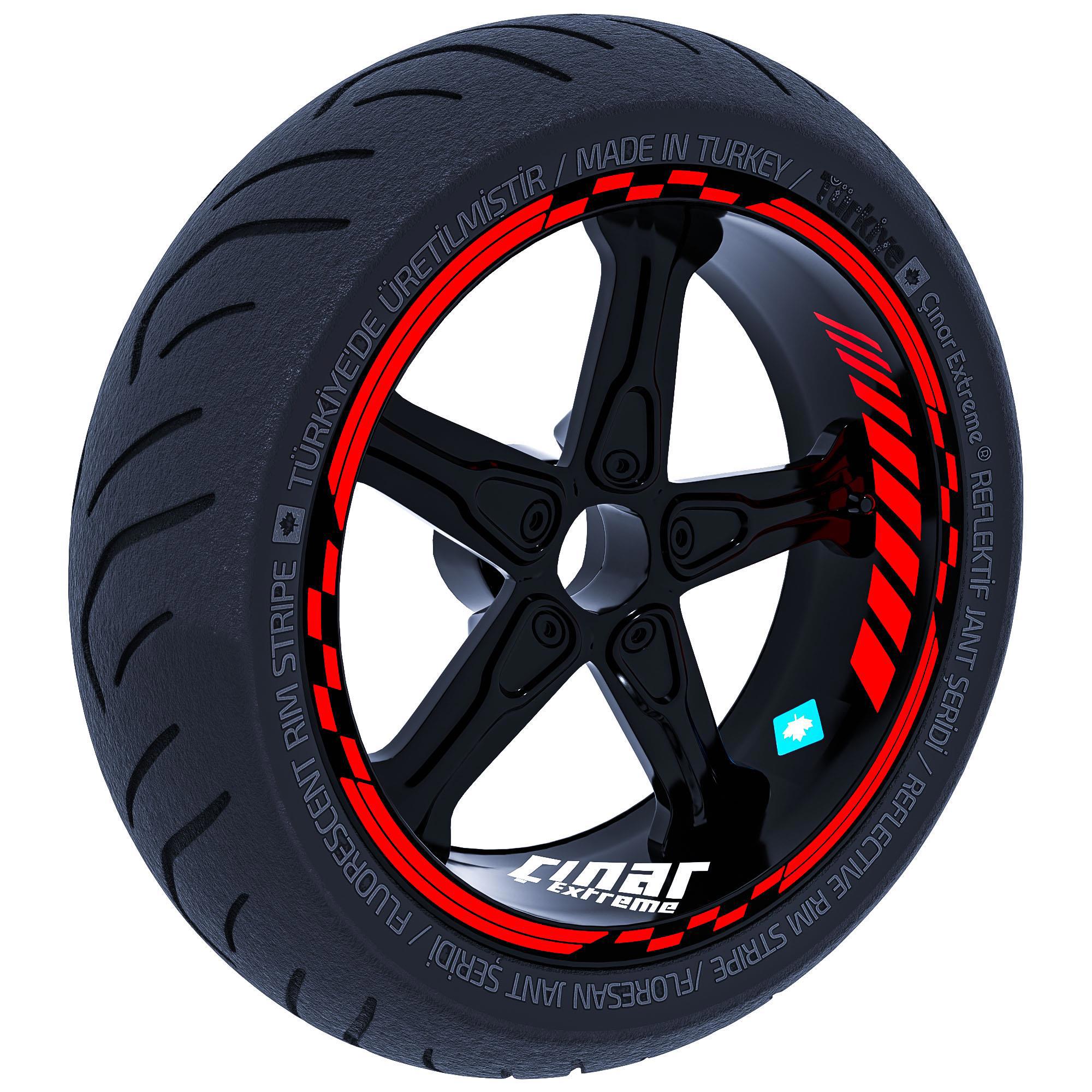 Bayrak Kırmızı Moto GP İç Dış Jant Şeridi Takım Sticker Çınar Ext