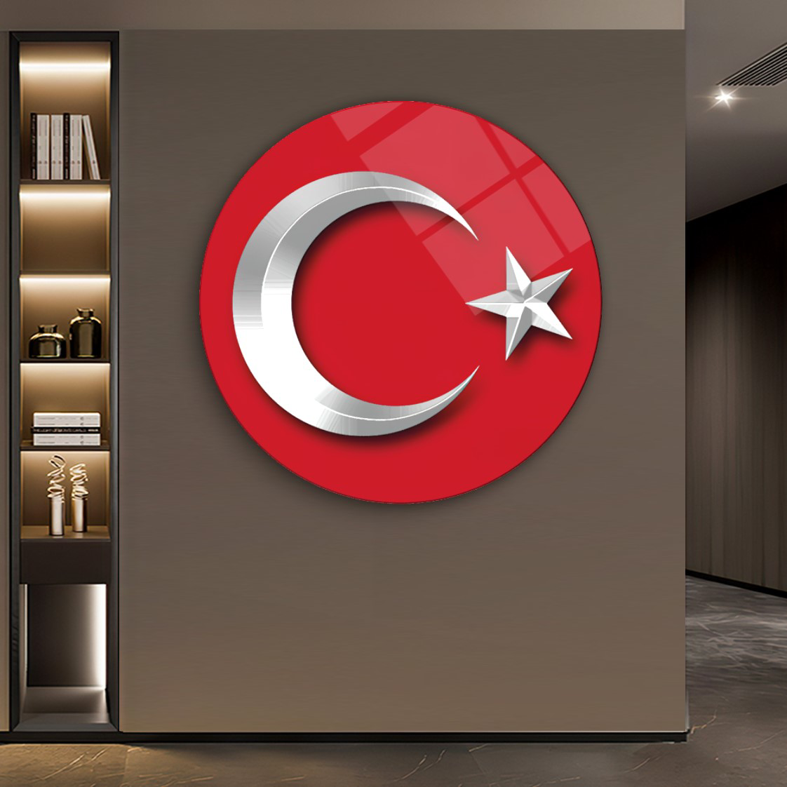 Bayrak Yuvarlak Cam Tablo | Hediyelik, Dekoratif, Ofis, Mutfak 