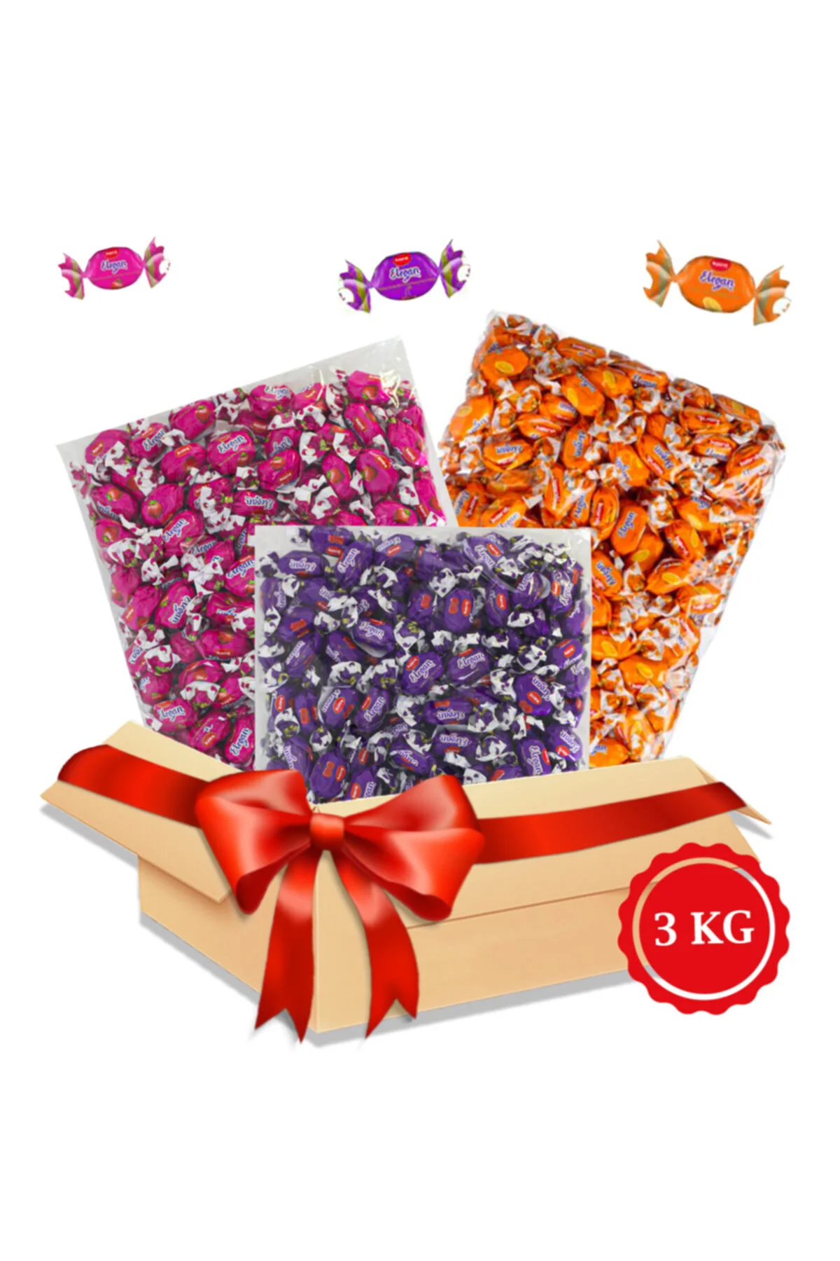 Bayram Şekeri 3 X 1 Kg Bayram Kolisi (elegan Vişne, Elegan Çilek,