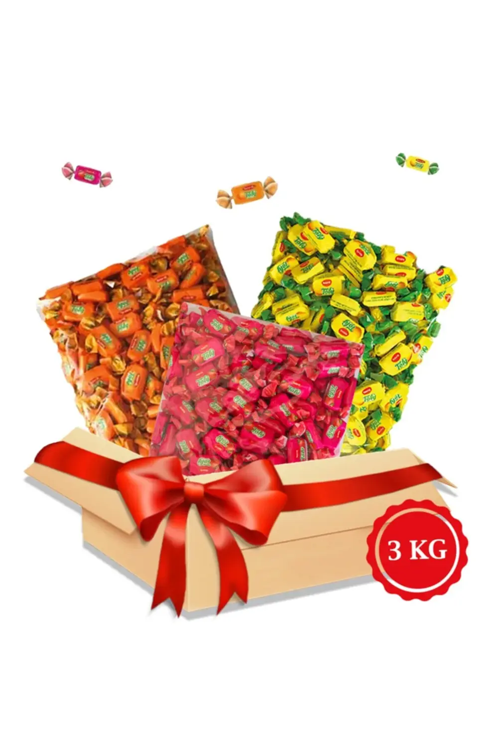 Bayram Şekeri 3 X 1 Kg Bayram Kolisi ( Tofy Kayısı, Tofy Limon, T