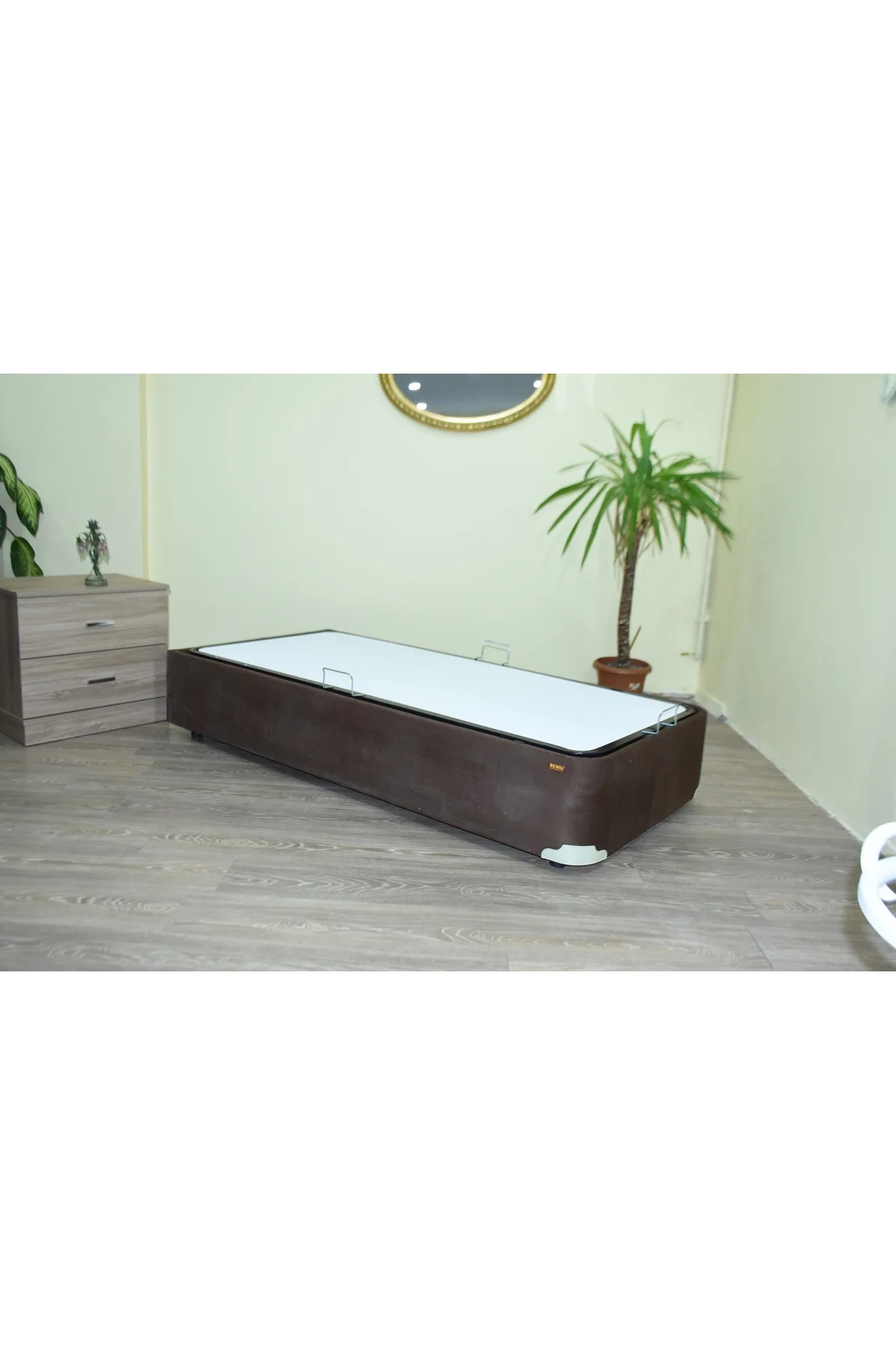 Baza TAY TÜY 13425 model Kumaş KAHVERENGİ Metal Fırın Boya 90*190 El Yapım - Görsel 3