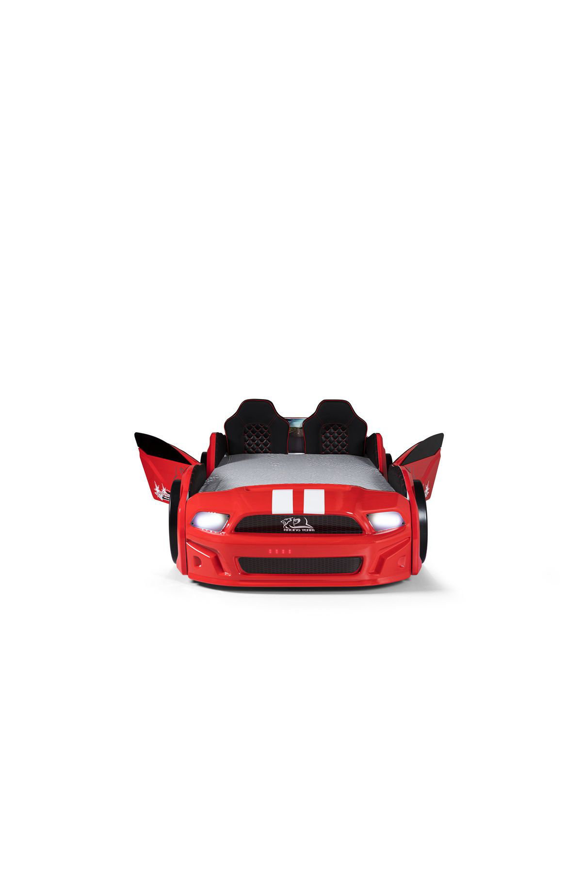 Ferramini Bazalı Arabalı Yatak Kırmızı Kapıları Açılan Mustang Full Ledli K