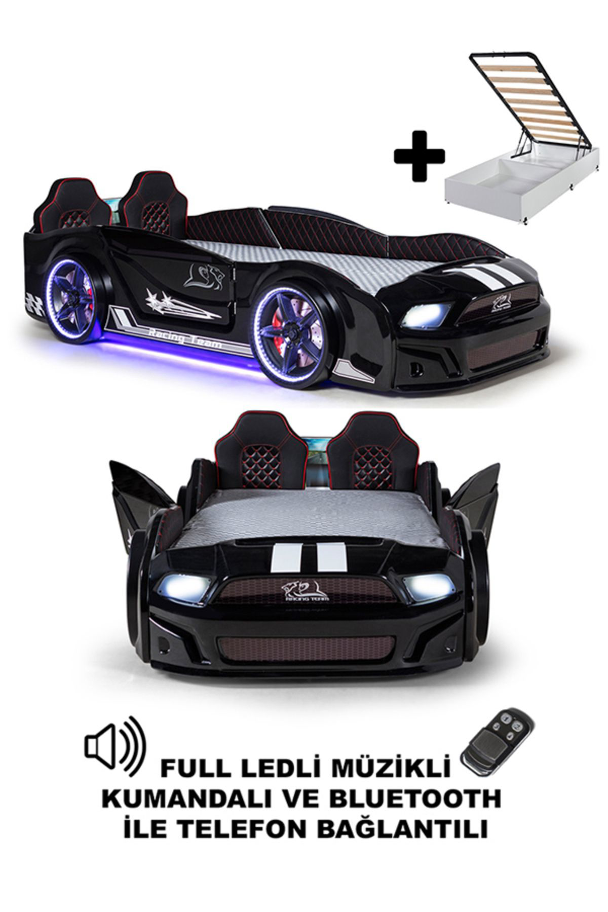 Ferramini Bazalı Arabalı Yatak Kapıları Açılan Mustang Full Ledli Kumandalı