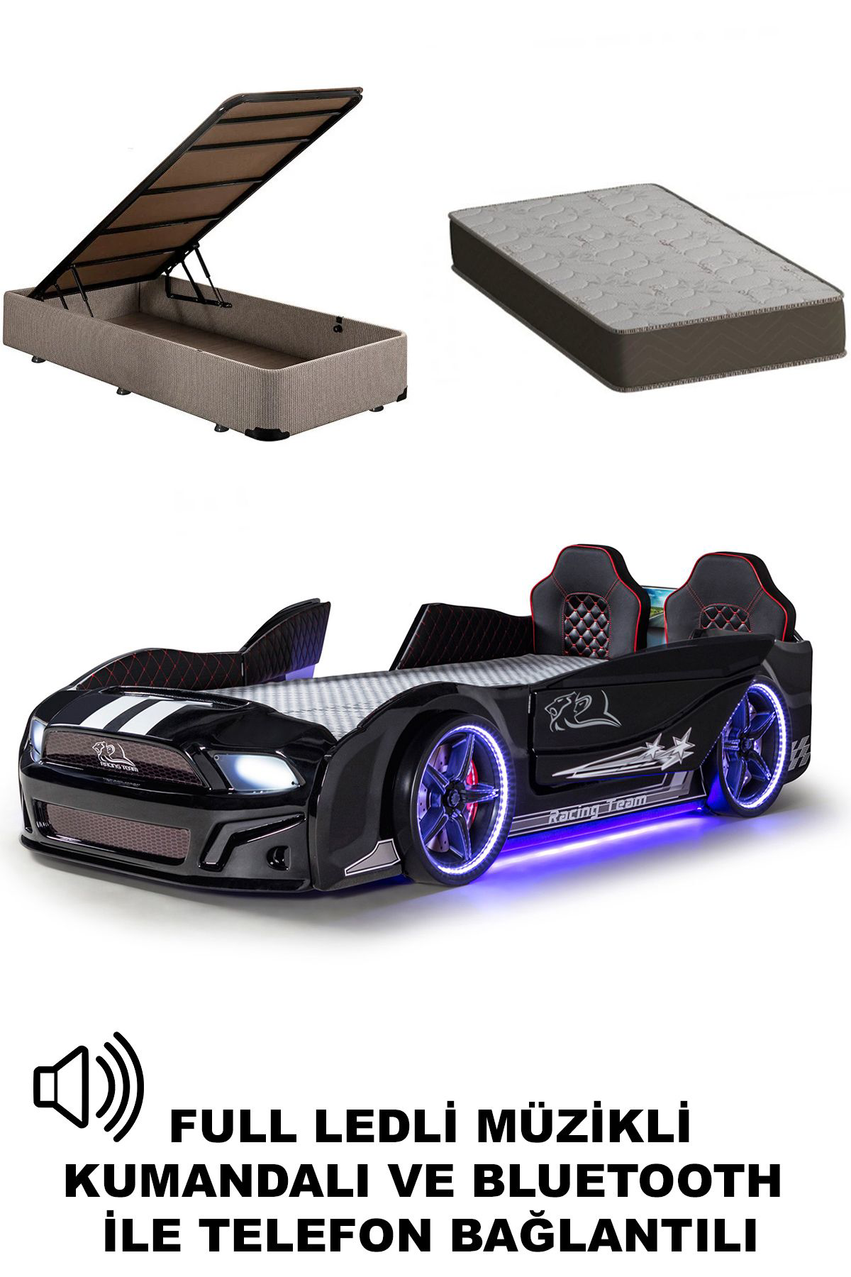 Ferramini Bazalı Arabalı Yatak Kapıları Açılan Mustang Full Ledli Kumandalı