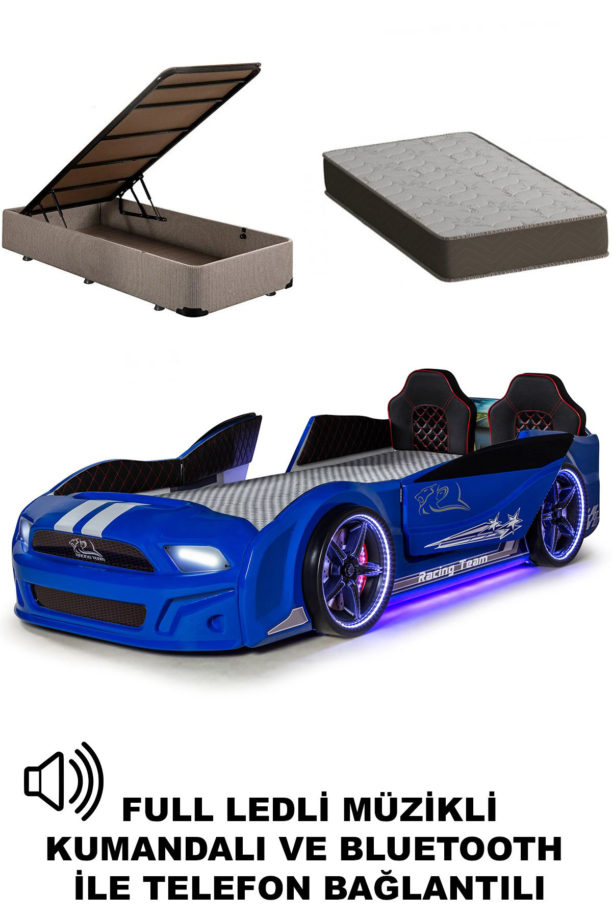 Ferramini Bazalı Arabalı Yatak Kapıları Açılan Mustang Full Ledli Kumandalı