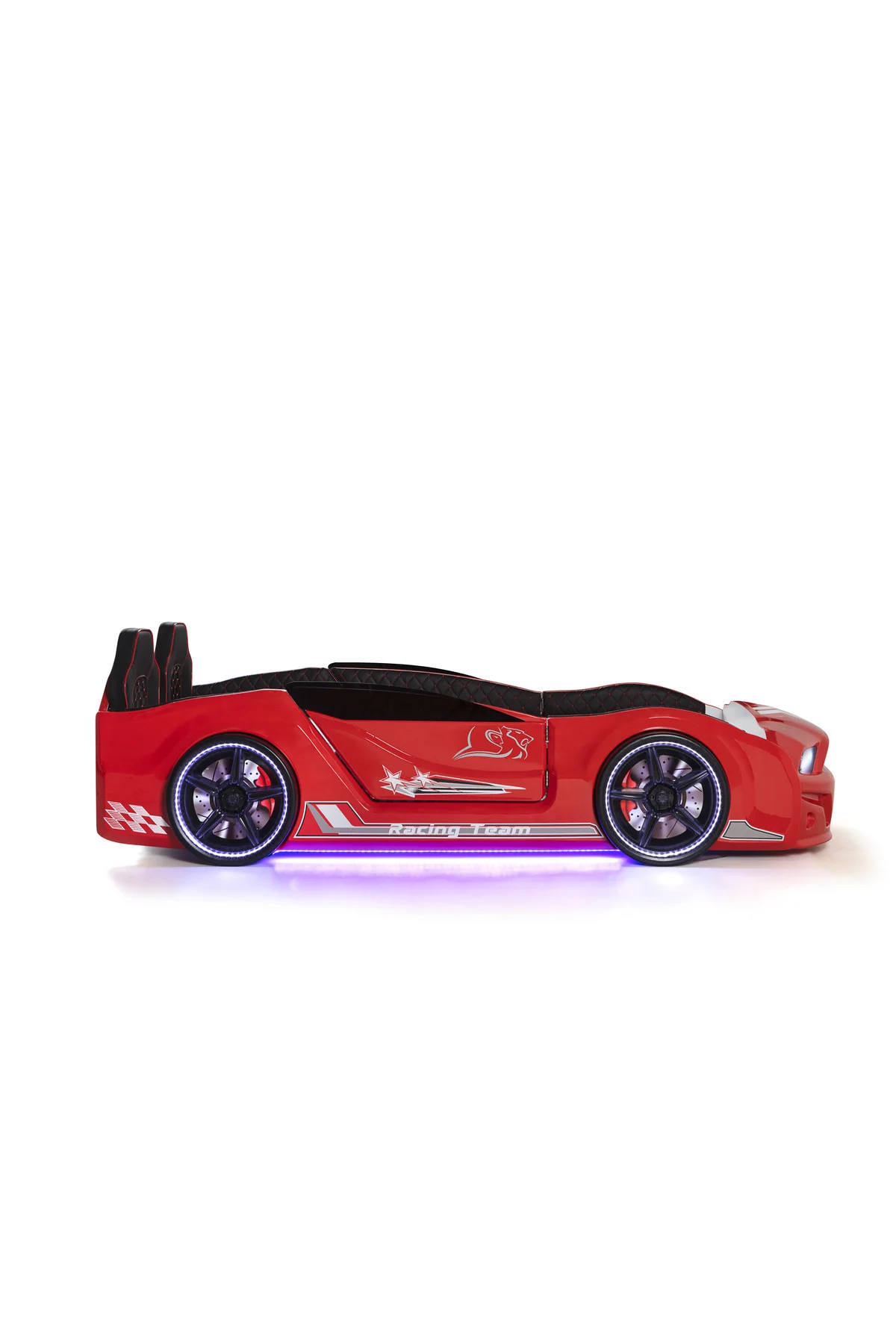 Bazalı Arabalı Yatak Kırmızı Kapıları Açılan Mustang Full Ledli Kumandalı ve Müzikli