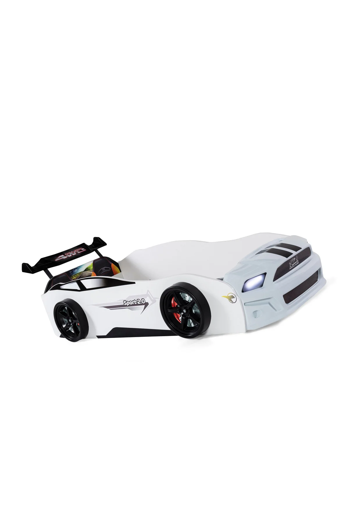 Bazalı Beyaz Arabalı Yatak Sport Mst Işıklı