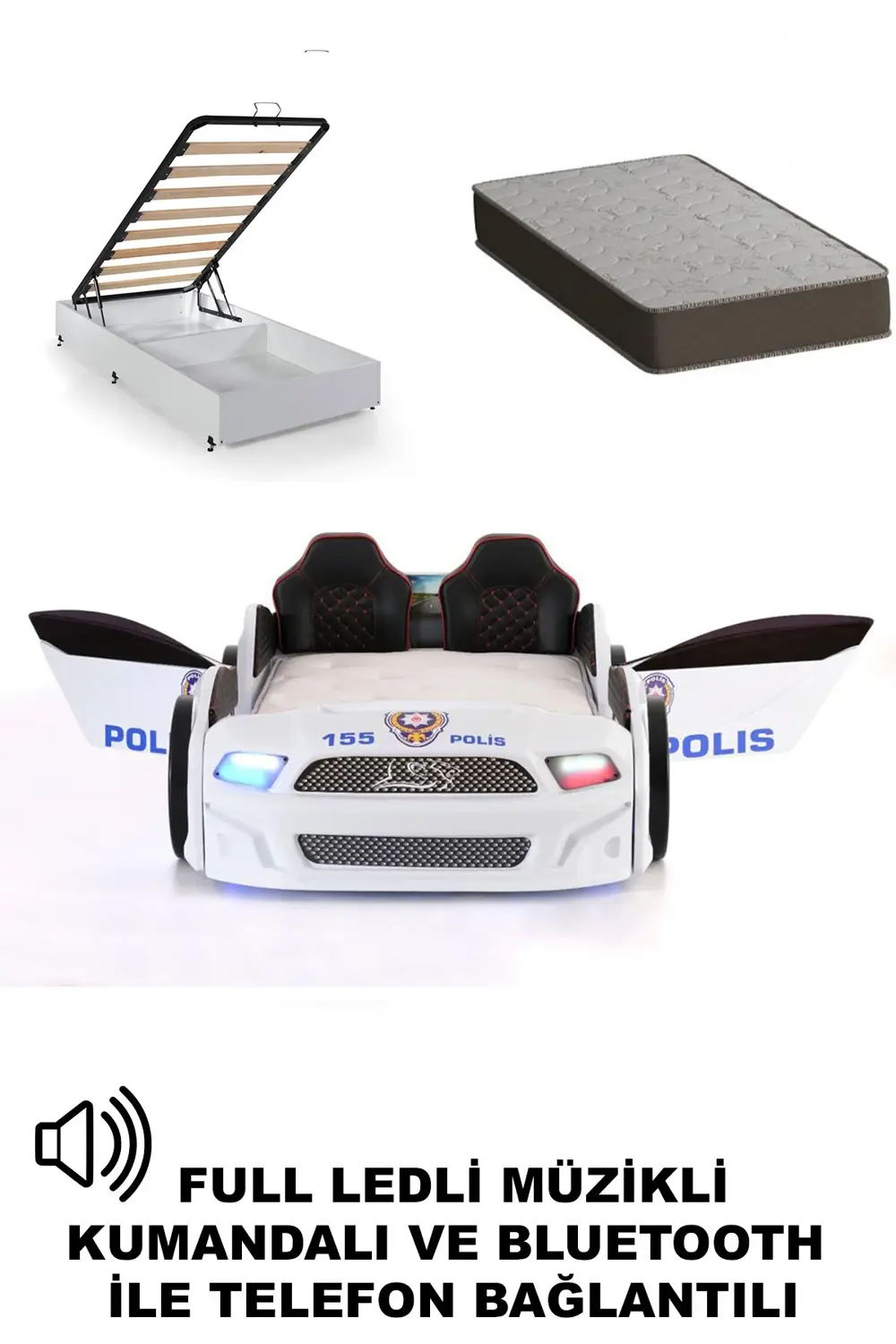 Bazalı Türk Polis Arabalı Yatak Kapıları Açılan Mst Full Ledli Ku
