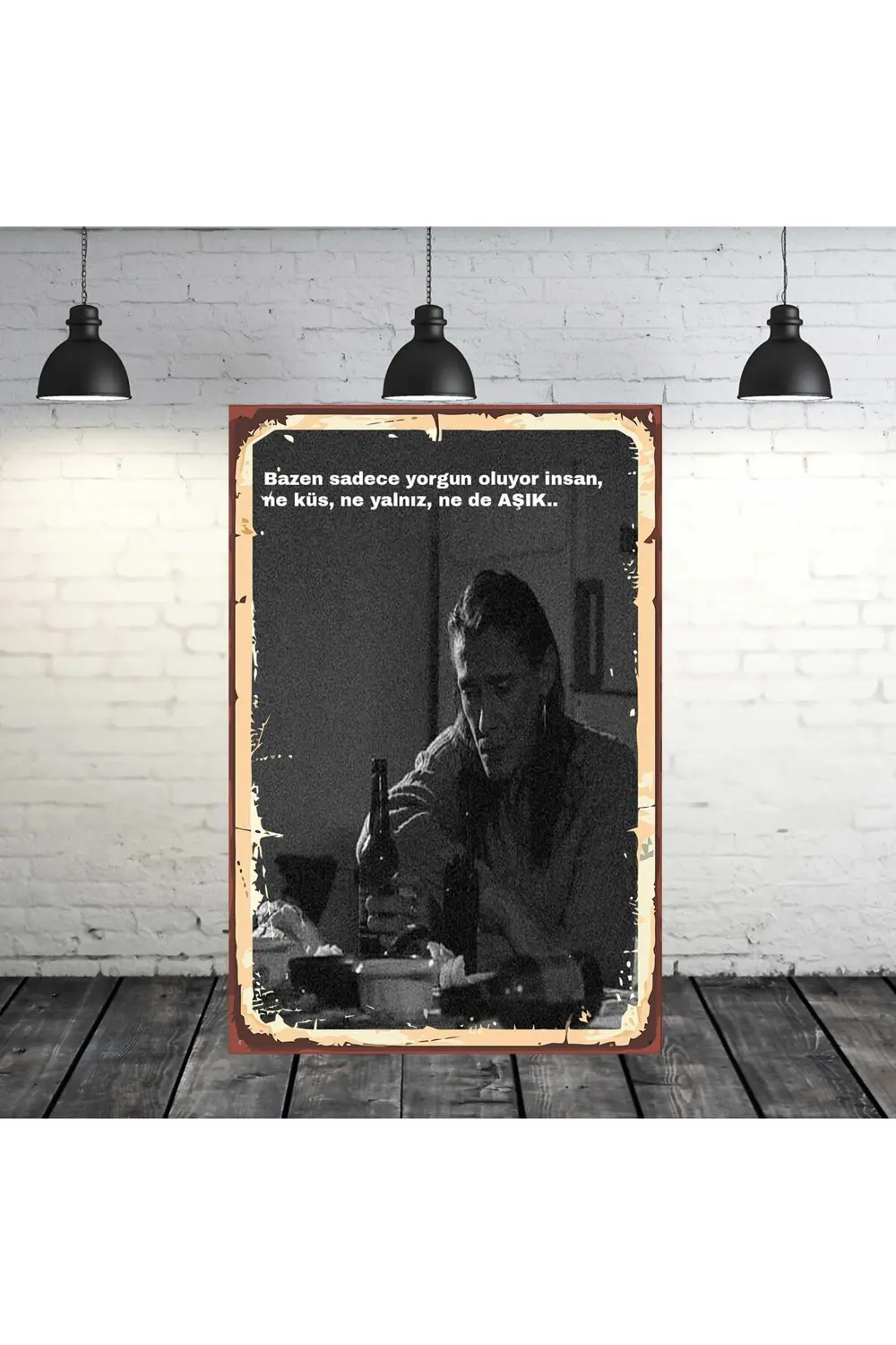 Bazen Sadece Yorgun Oluyor Insan Tasarımlı 20x30 Cm Retro Ahşap T