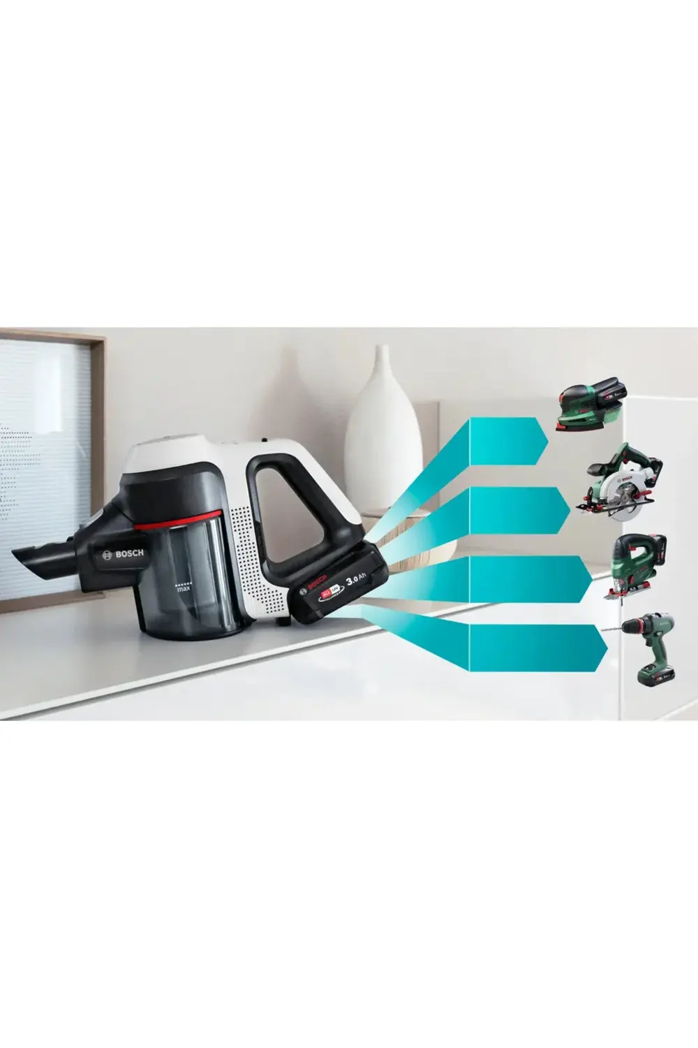 BBS711TR Beyaz Şarjlı Dikey Süpürge