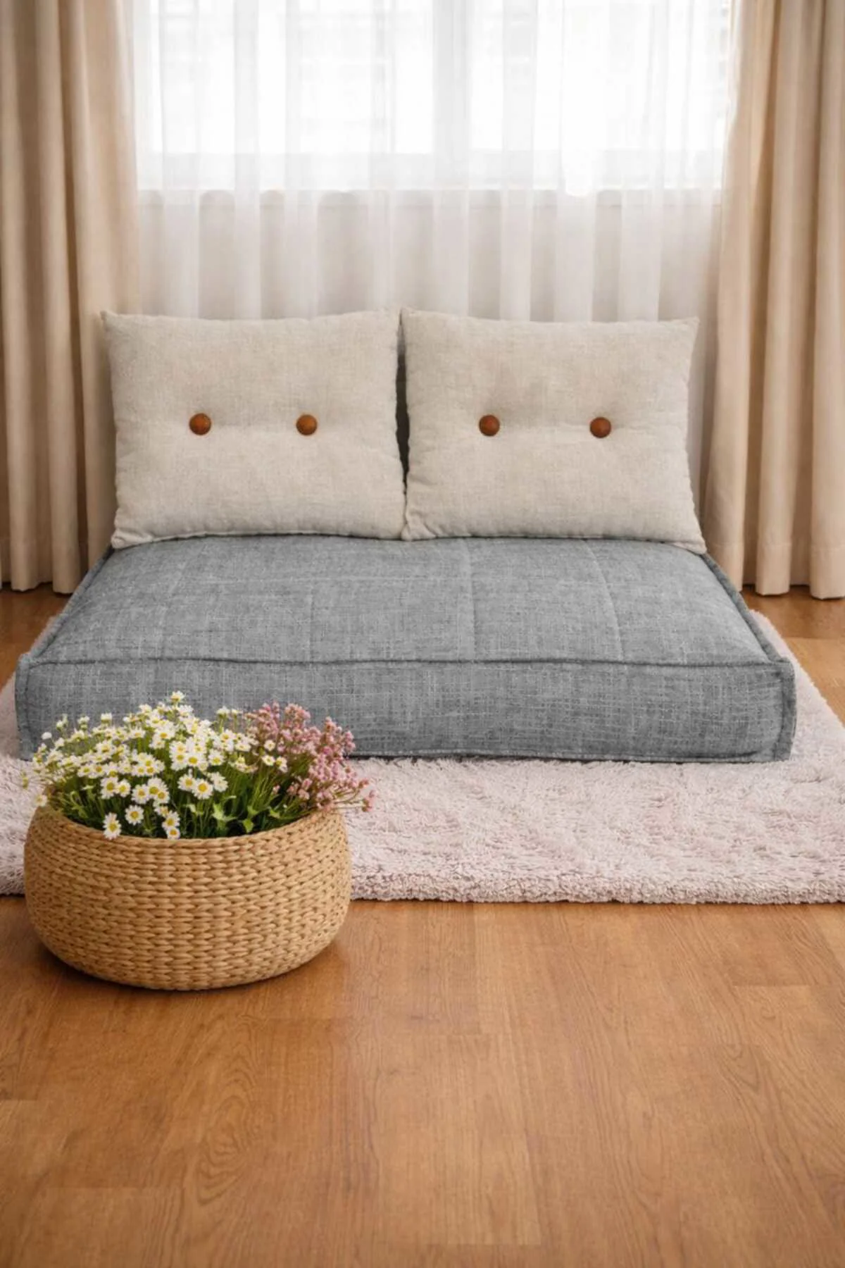 Bdphome Gri Çocuk Odası Yer Minderi