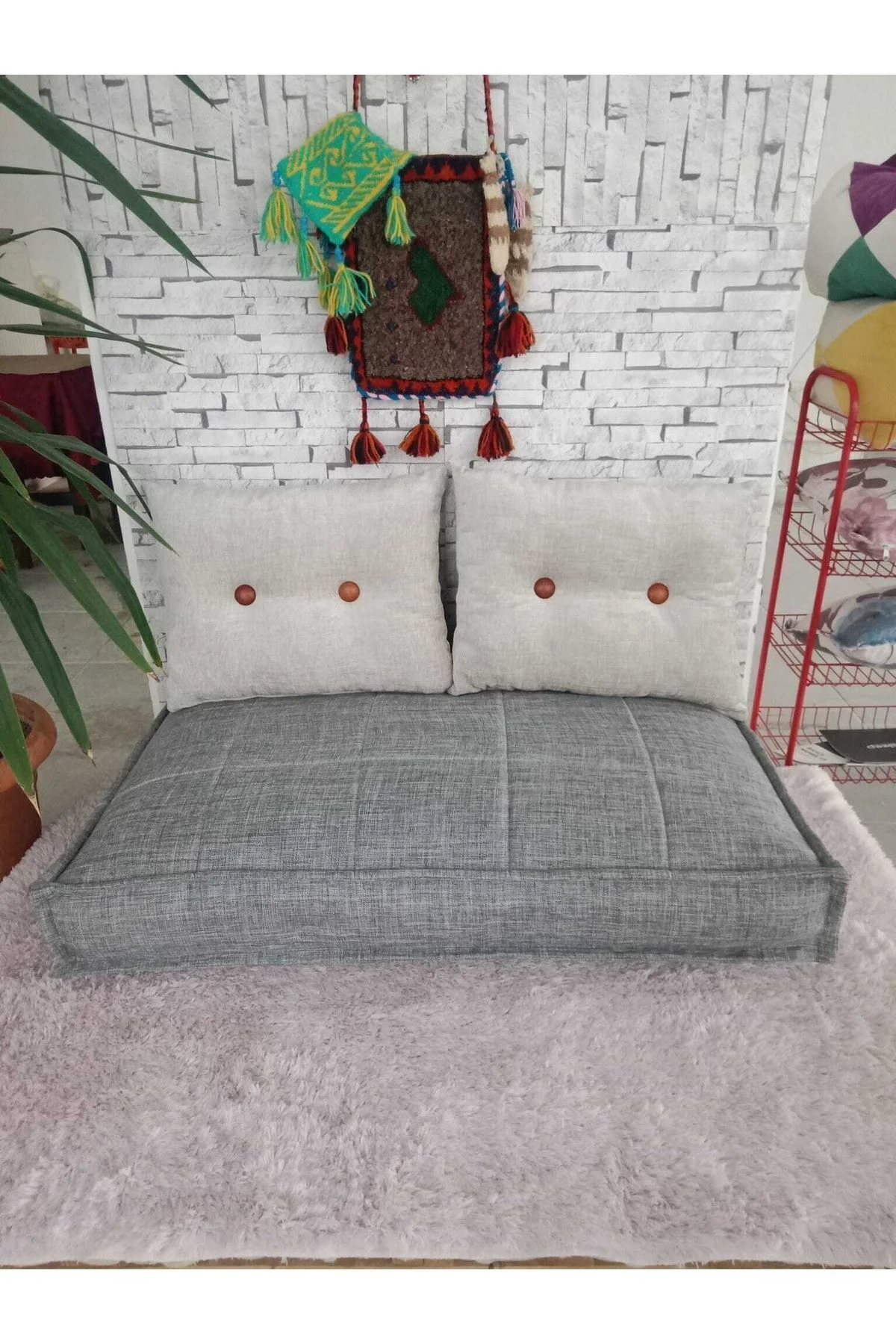 Bdphome Gri Çocuk Odası Yer Minderi