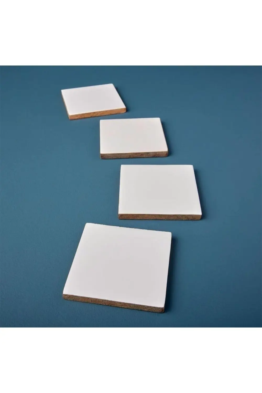 Be 4'Lü Set Mango Ahşap & Beyaz Kare Bardak Altlığı 10 X 10 Cm 11