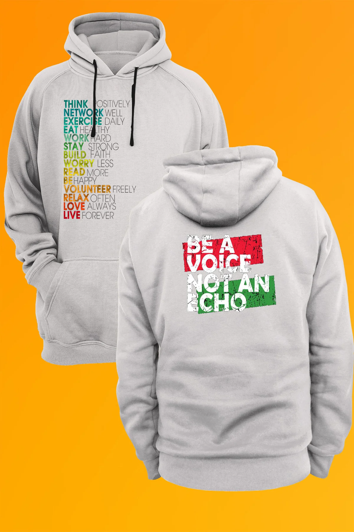 Be A Voice Not An Echo Baskılı Kapüşonlu Sweatshirt
