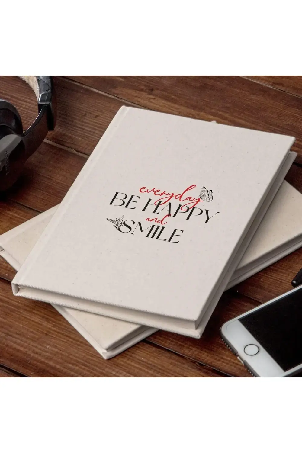 Be Happy And Smile Tasarımlı Kanvas Defter 1185222