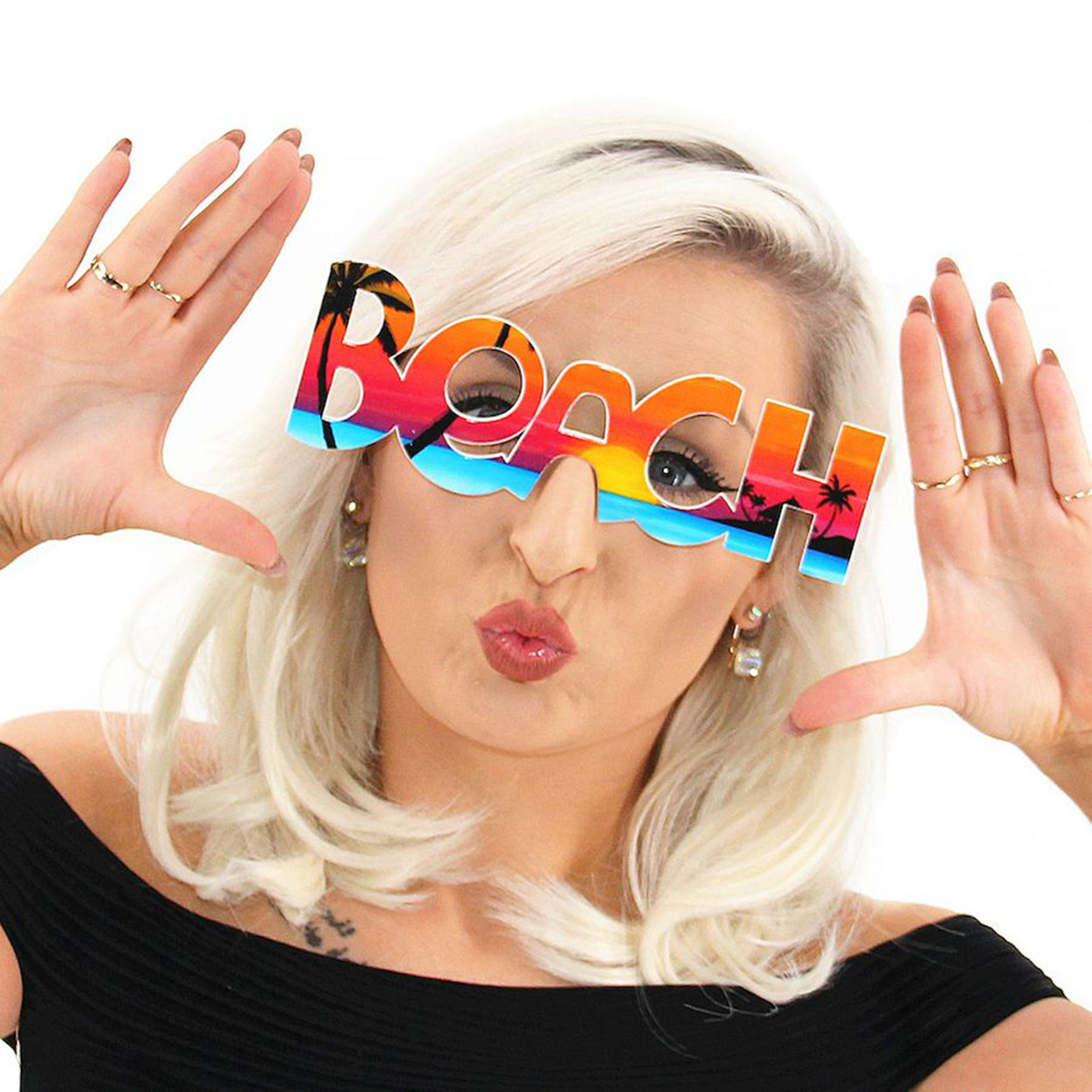 Beach Yazılı Parti Gözlüğü Yaza Merhaba Hawaii Show Gözlüğü 19x6