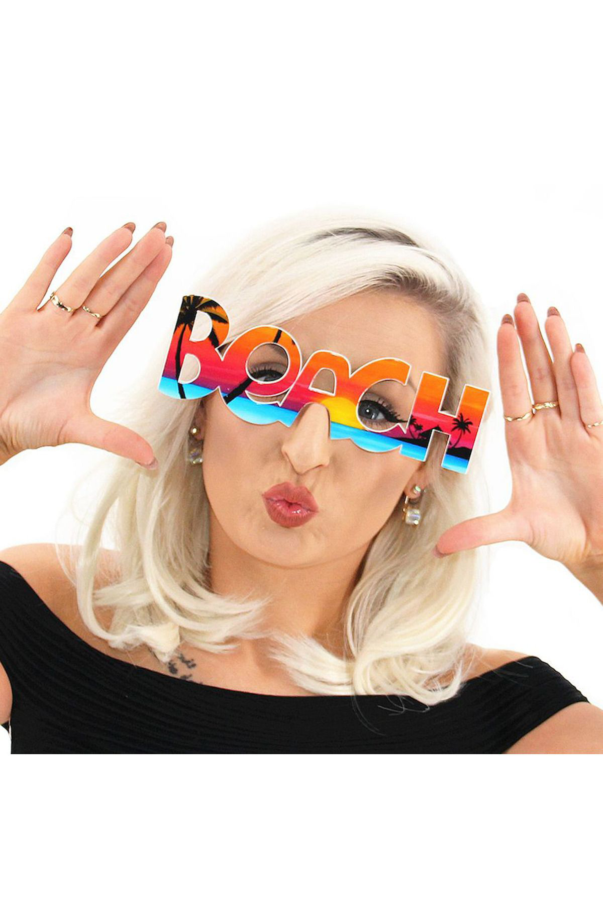 Ok Aksesuar Beach Yazili Parti Gözlüğü Yaza Merhaba Hawaii Show Gözlüğü 19X6