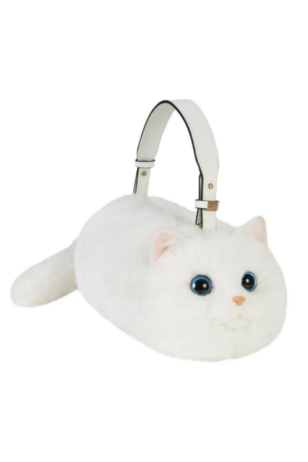 Bear & Deer Pelüş Kedi Şeklinde El Çantası – Beyaz - BD-CAT006
