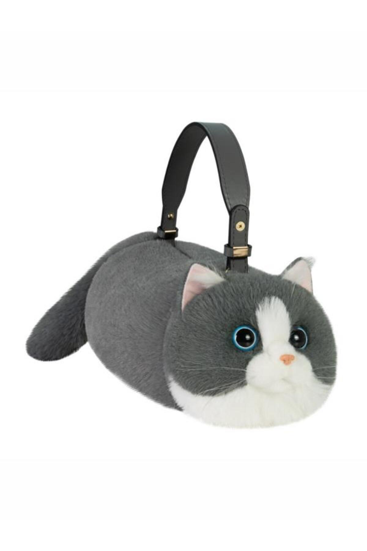 Bear&Dear Bear & Deer Pelüş Kedi Şeklinde El Çantası – Gri - Bd-Cat005
