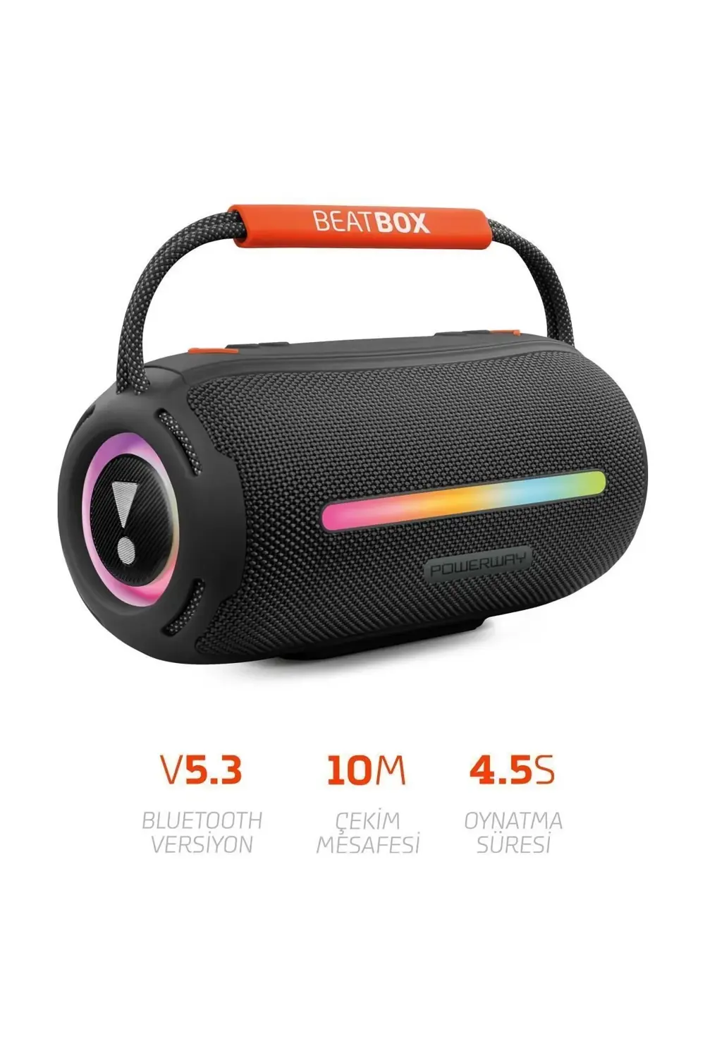 Teknotrust Beatbox Siyah Led İşıklı Dayanıklı Ses Bombası Usb Sd Aux Fm Rady