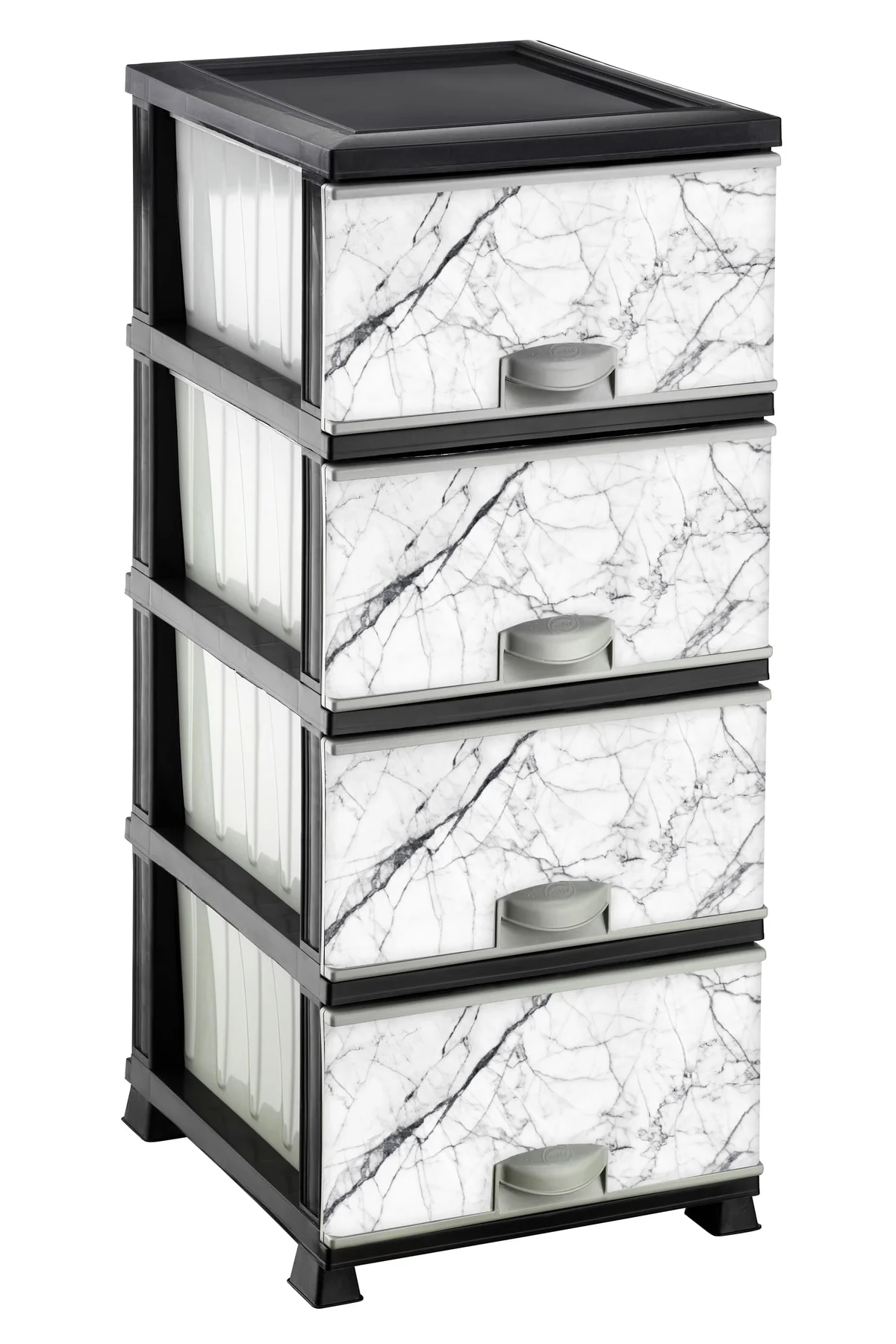 Beatushome Mermer Desenli 4 Katlı Çok Amaçlı Erzak Dolabı