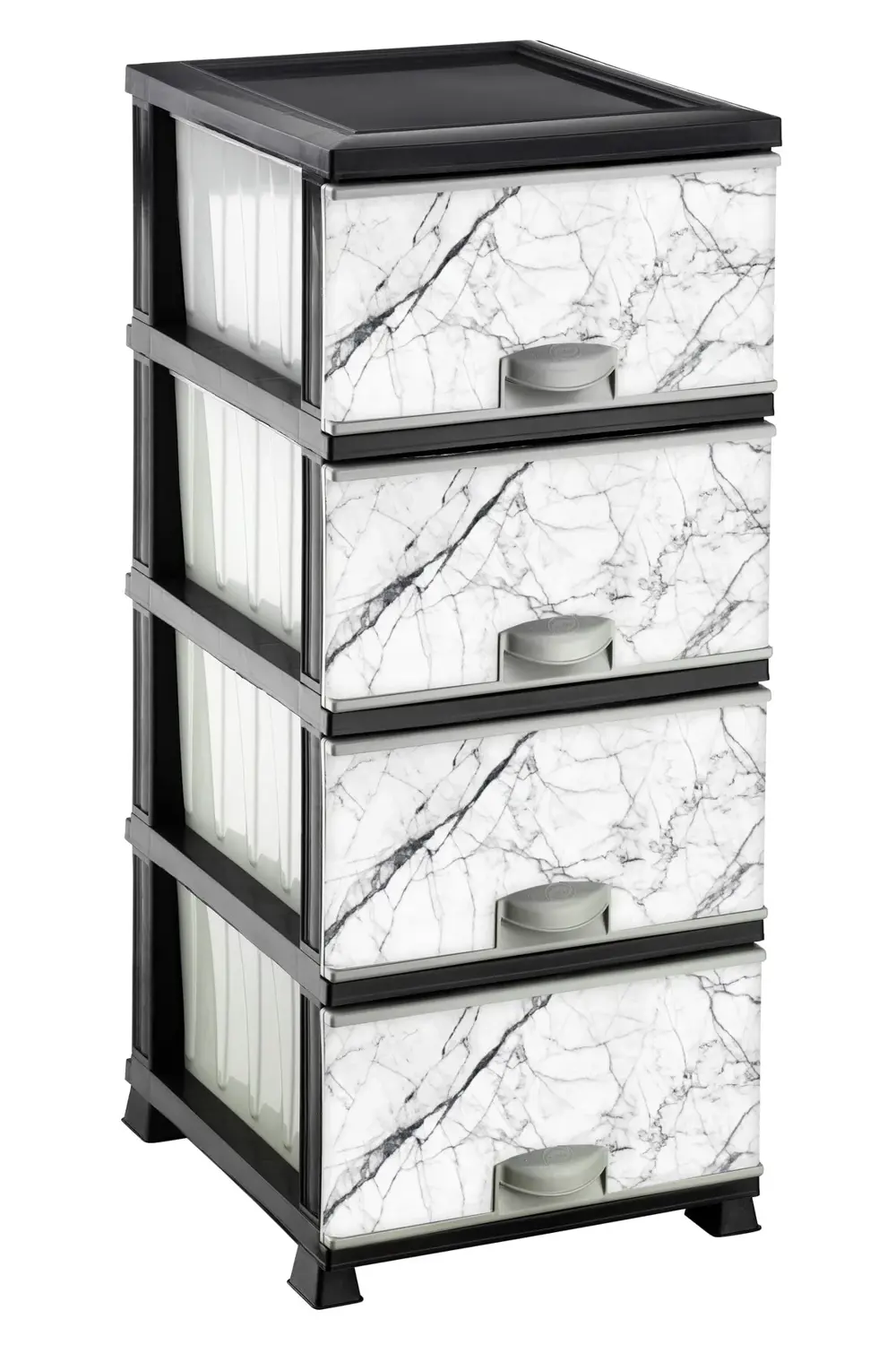 Beatushome Mermer Desenli 4 Katlı Çok Amaçlı Erzak Dolabı