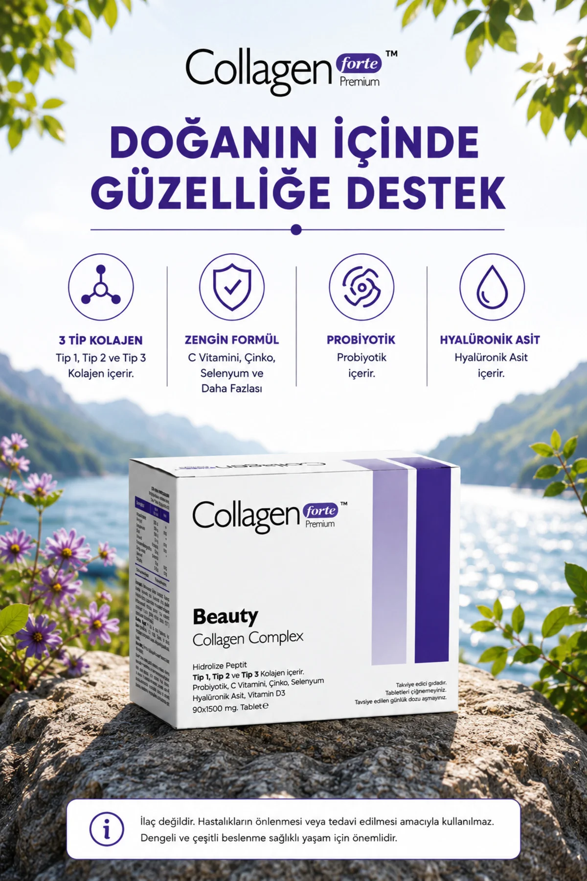 Beauty Collagen, Probiyotik & Multivitamin 1500mg X 90 Tablet Fiyatı, Yorumları ve Özellikleri