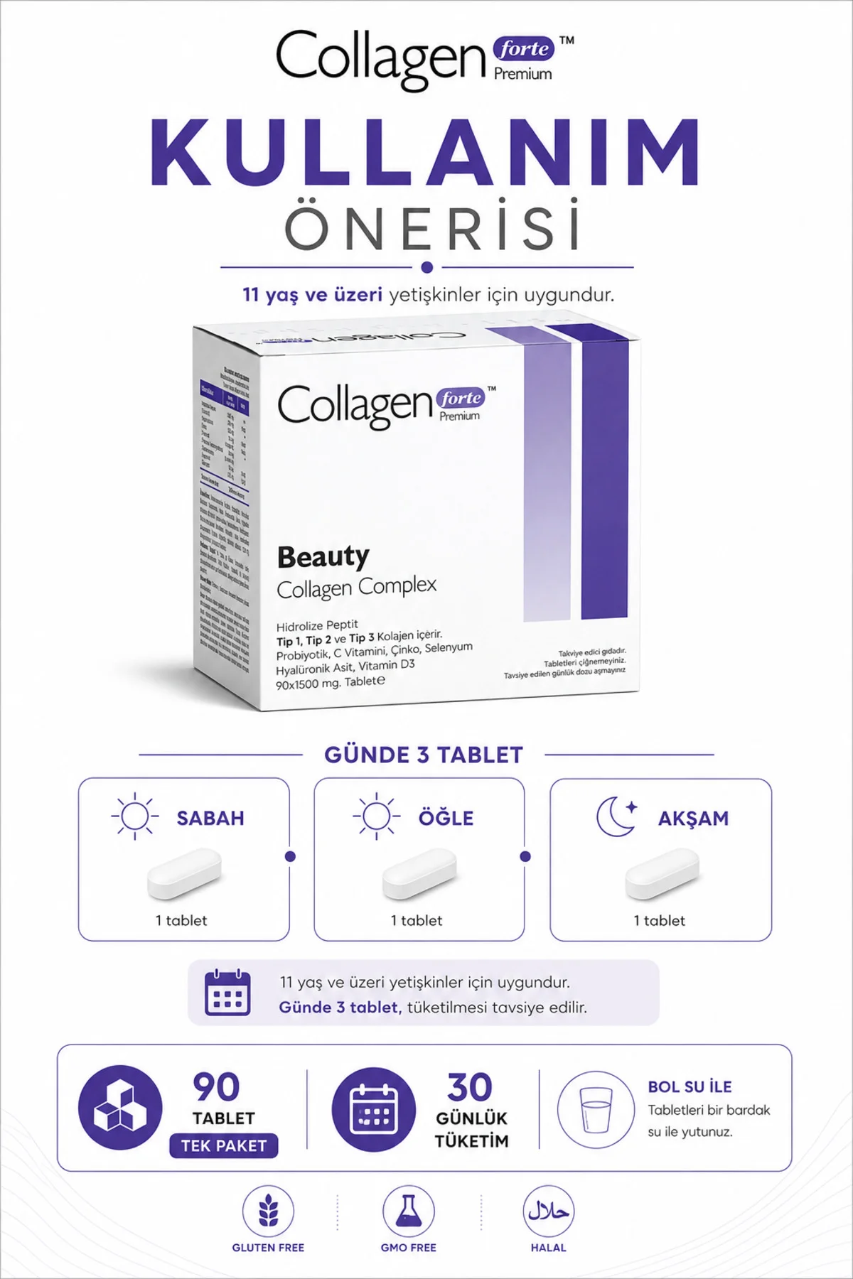 Beauty Collagen, Probiyotik & Multivitamin 1500mg X 90 Tablet Fiyatı, Yorumları ve Özellikleri