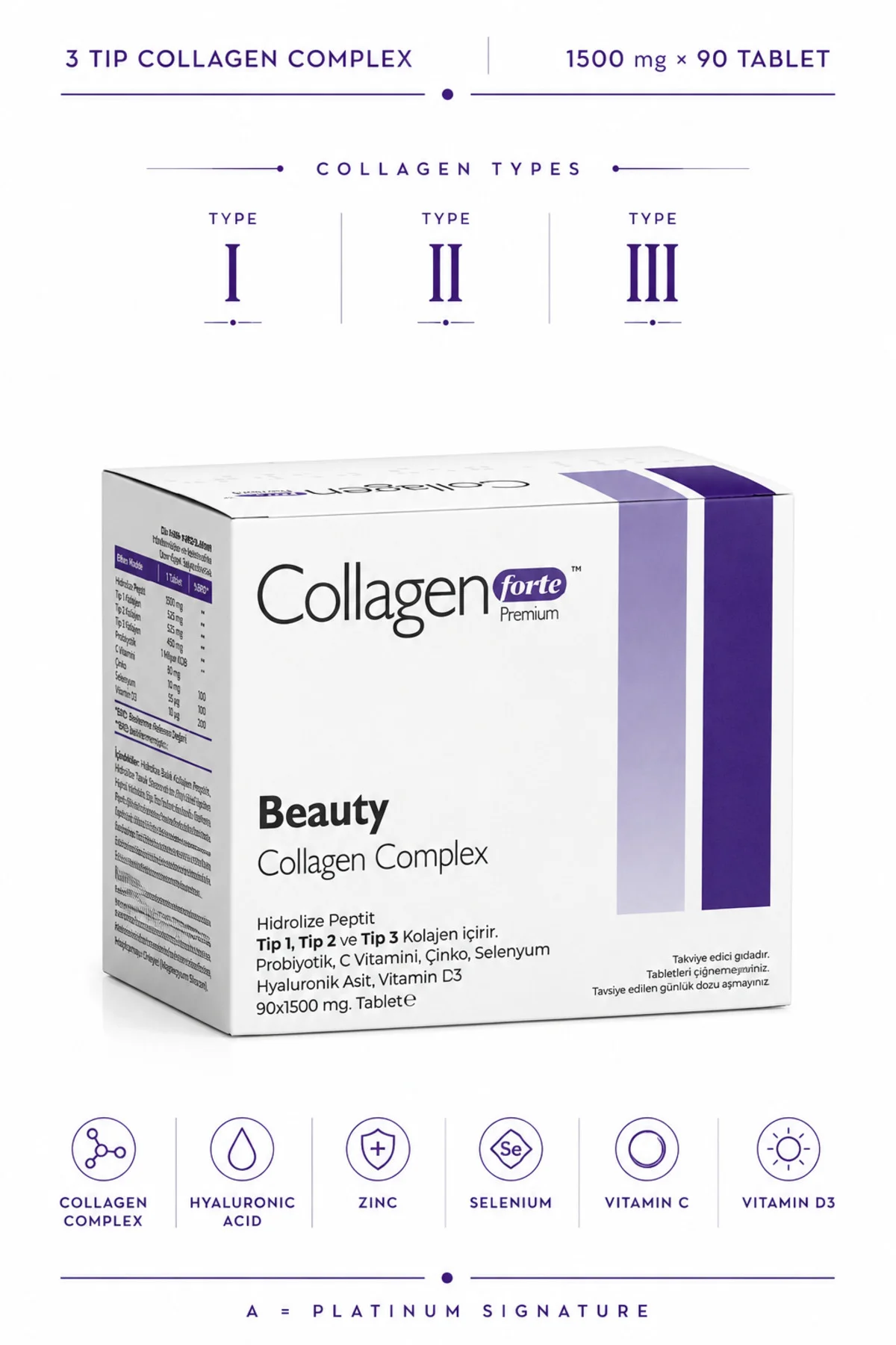 Beauty Collagen, Probiyotik & Multivitamin 1500mg X 90 Tablet Fiyatı, Yorumları ve Özellikleri