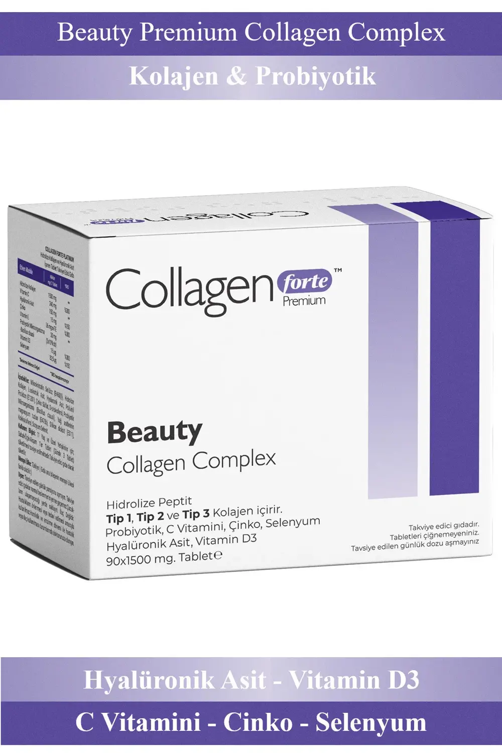 Beauty Collagen, Probiyotik & Multivitamin 1500mg X 90 Tablet