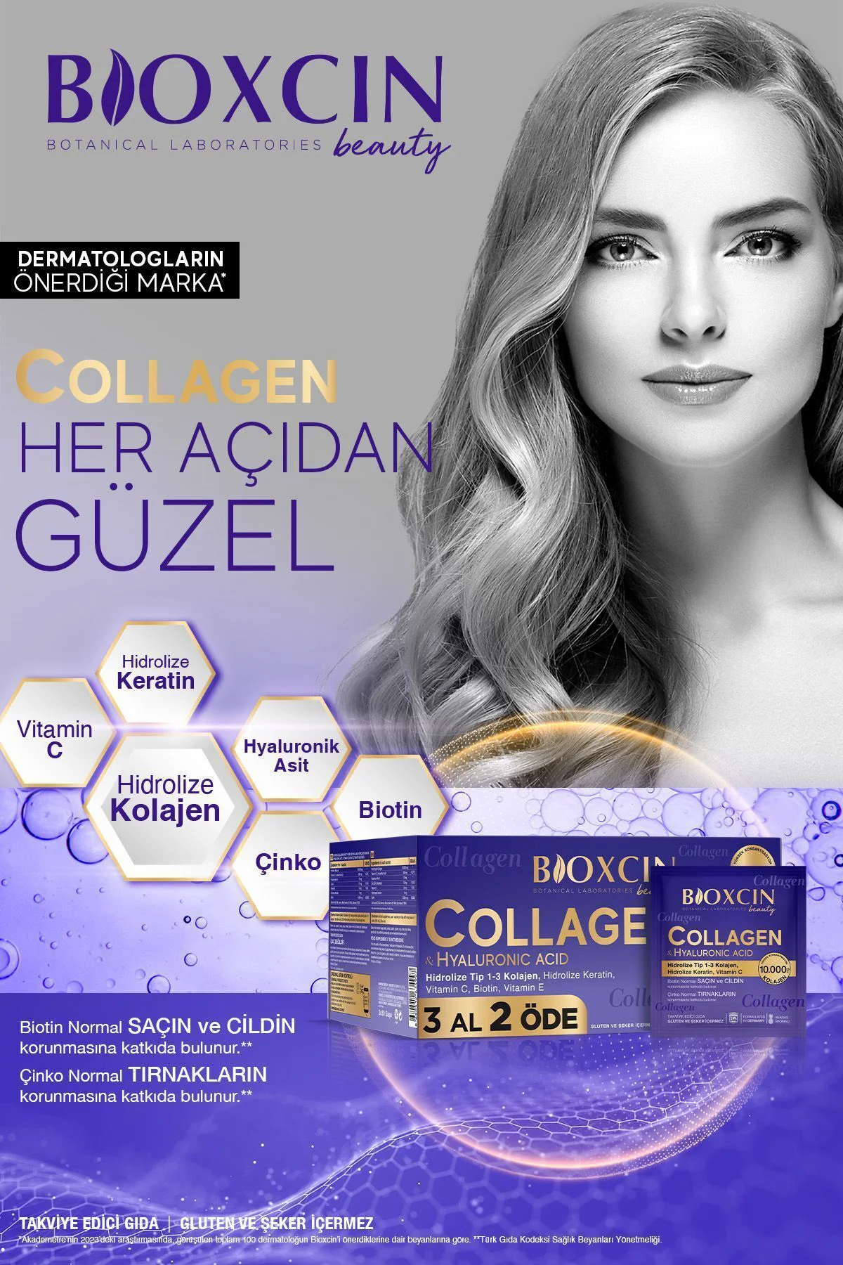 Beauty Collagen Toz Saşe 10.000 mg Tip 1 & 3 Hidrolize Kolajen Sa