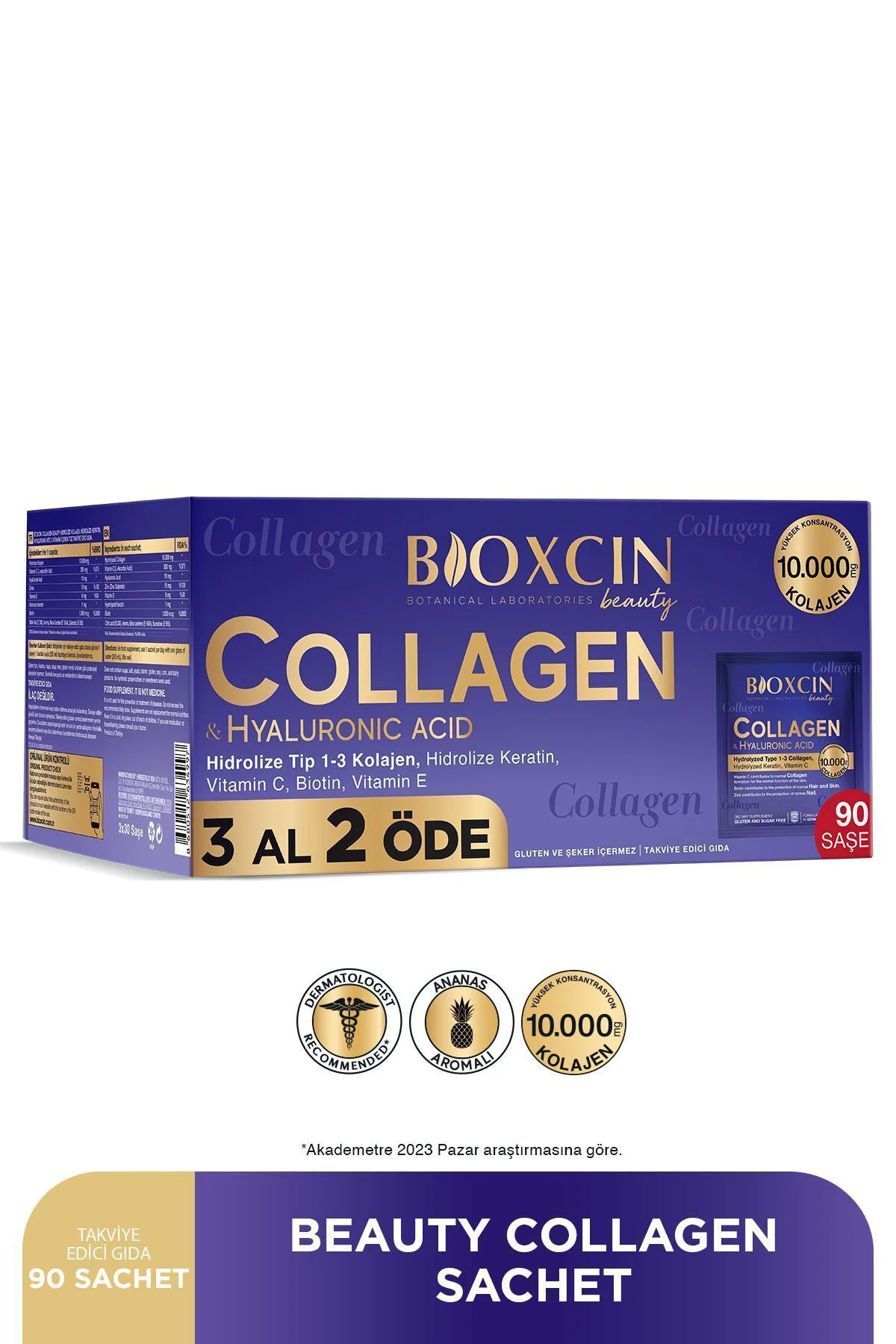 Beauty Collagen Toz Saşe 10.000 mg Tip 1 & 3 Hidrolize Kolajen Sa