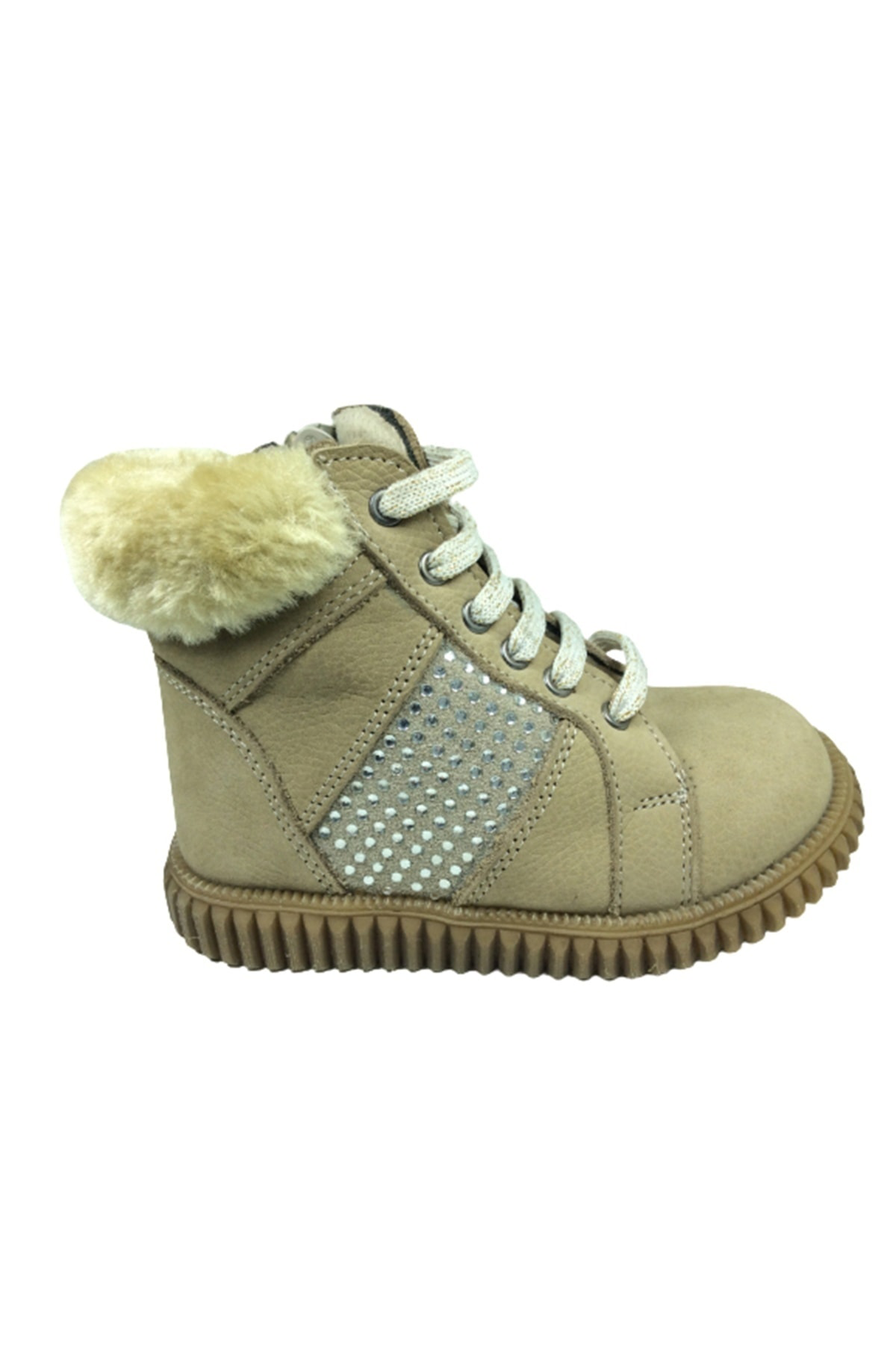 Bebe Kız Çocuk Bot 1329-8 Bej Nubuk Taşlı Tüylü Deri Anatomik