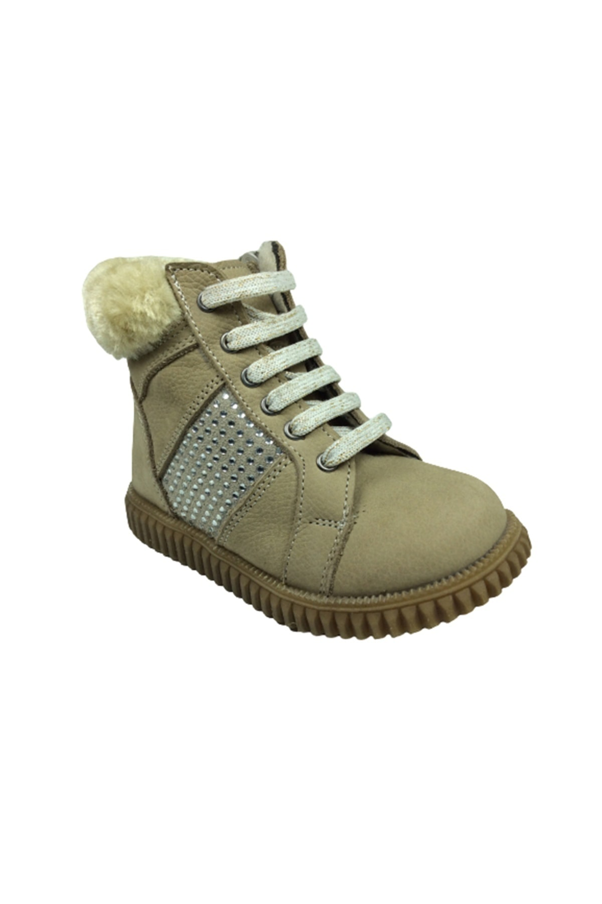 Bebe Kız Çocuk Bot 1329-8 Bej Nubuk Taşlı Tüylü Deri Anatomik