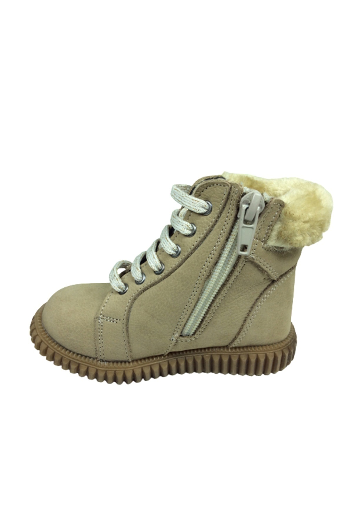 Bebe Kız Çocuk Bot 1329-8 Bej Nubuk Taşlı Tüylü Deri Anatomik